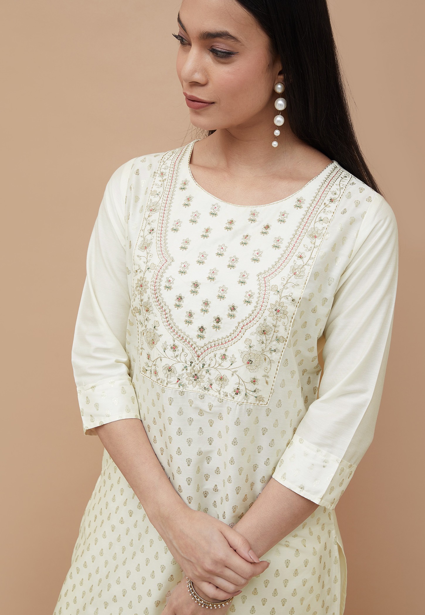 MELANGE Foil Print Straight Kurta-picture-33