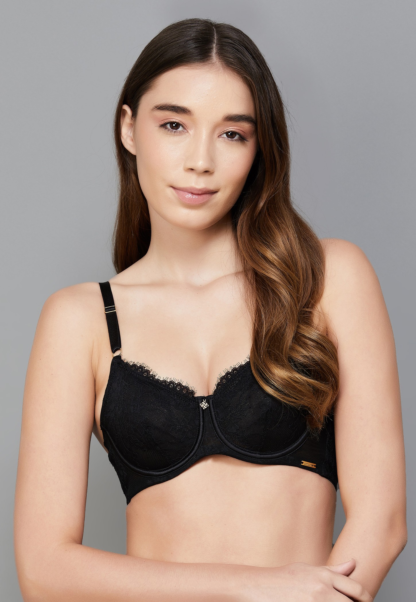 AMANTE Lace Non-Padded Wired Balconette Bra-picture-13