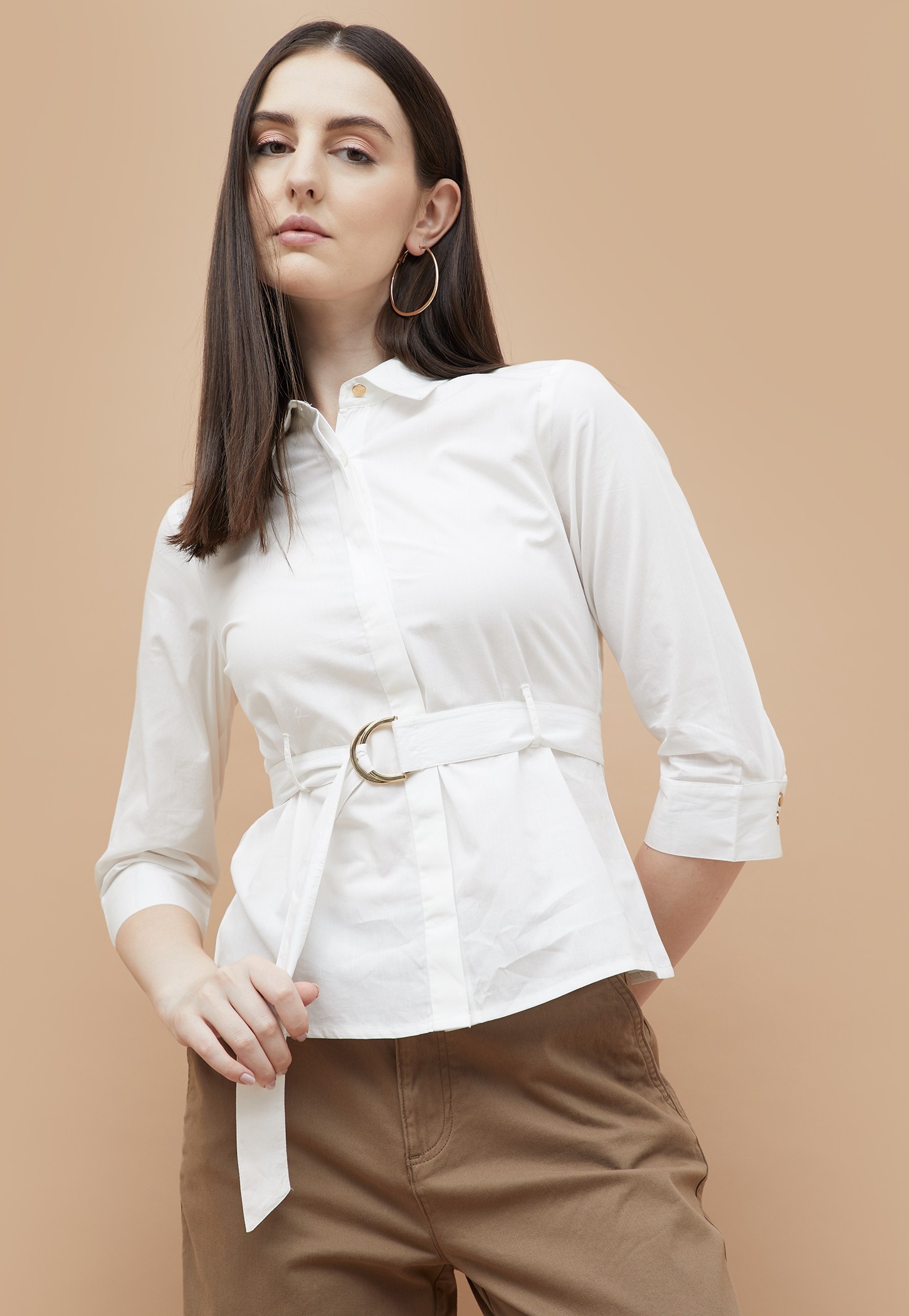 CODE CLASSIC Solid Shirt with Belt-picture-42