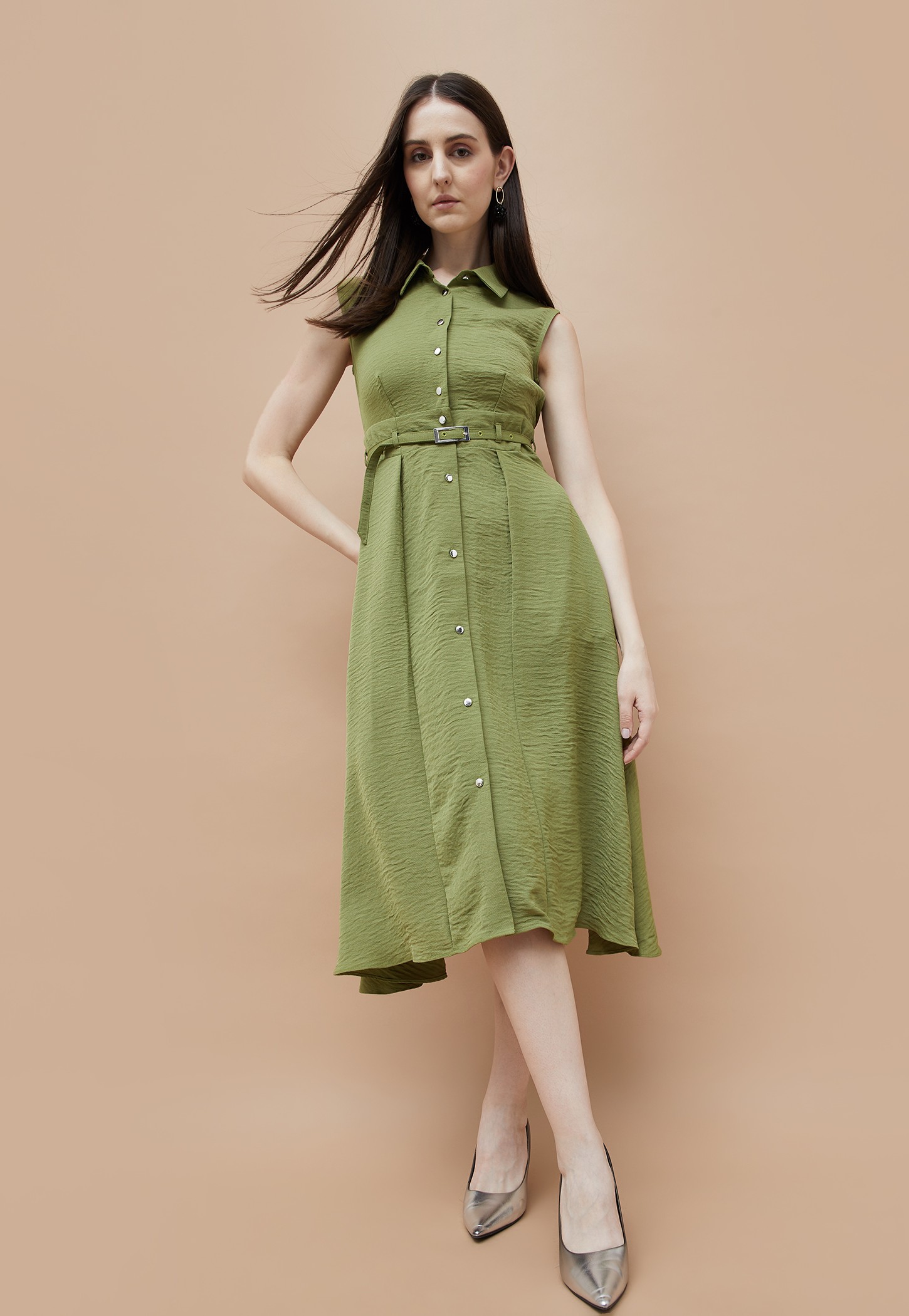 CODE Woven Shirt Belted Dress-picture-32