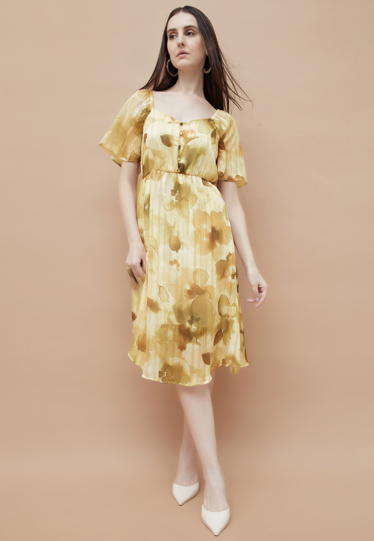 CODE Printed A-line Dress-image-3