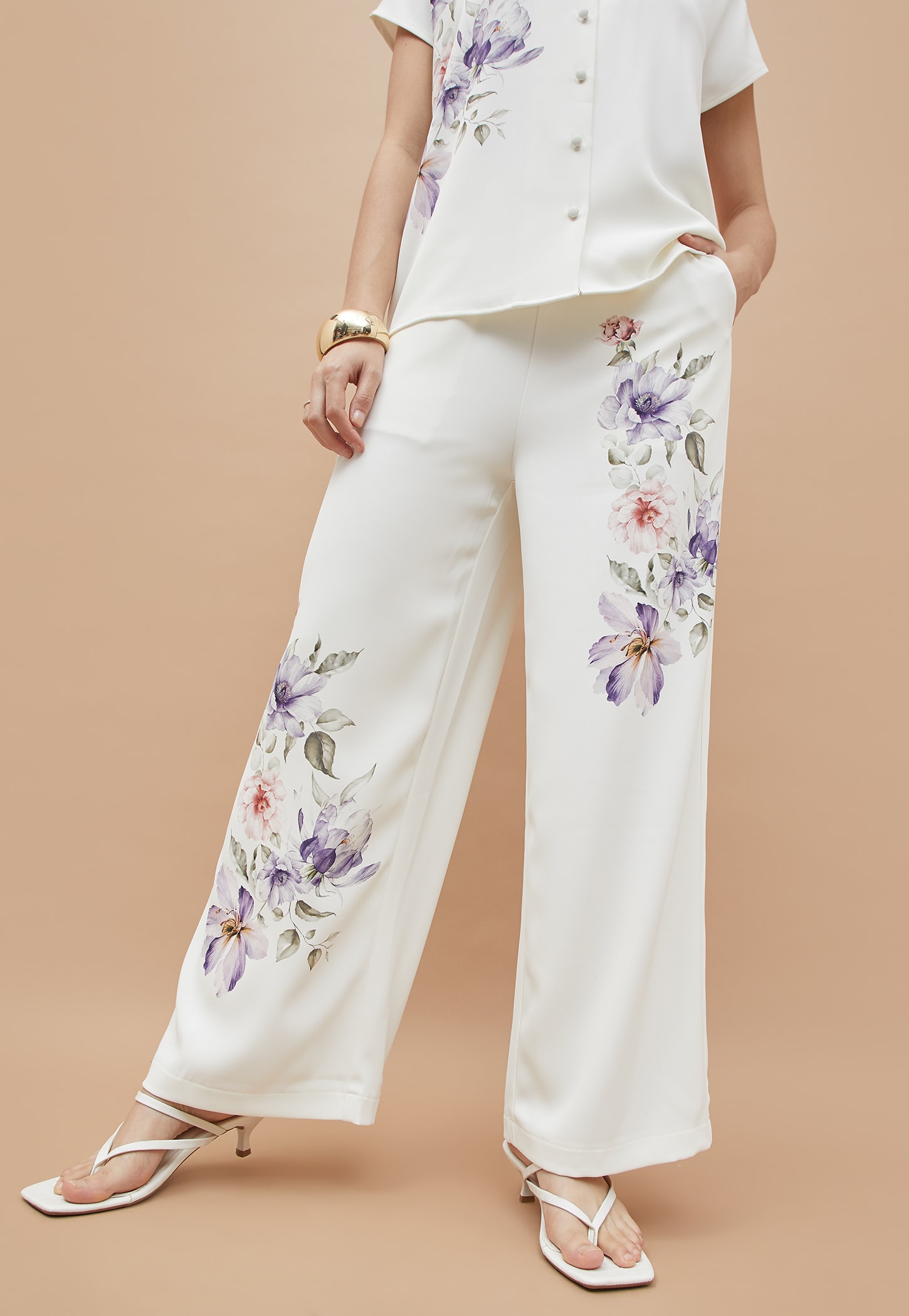CODE Floral Print Wide Leg Trousers-picture-28
