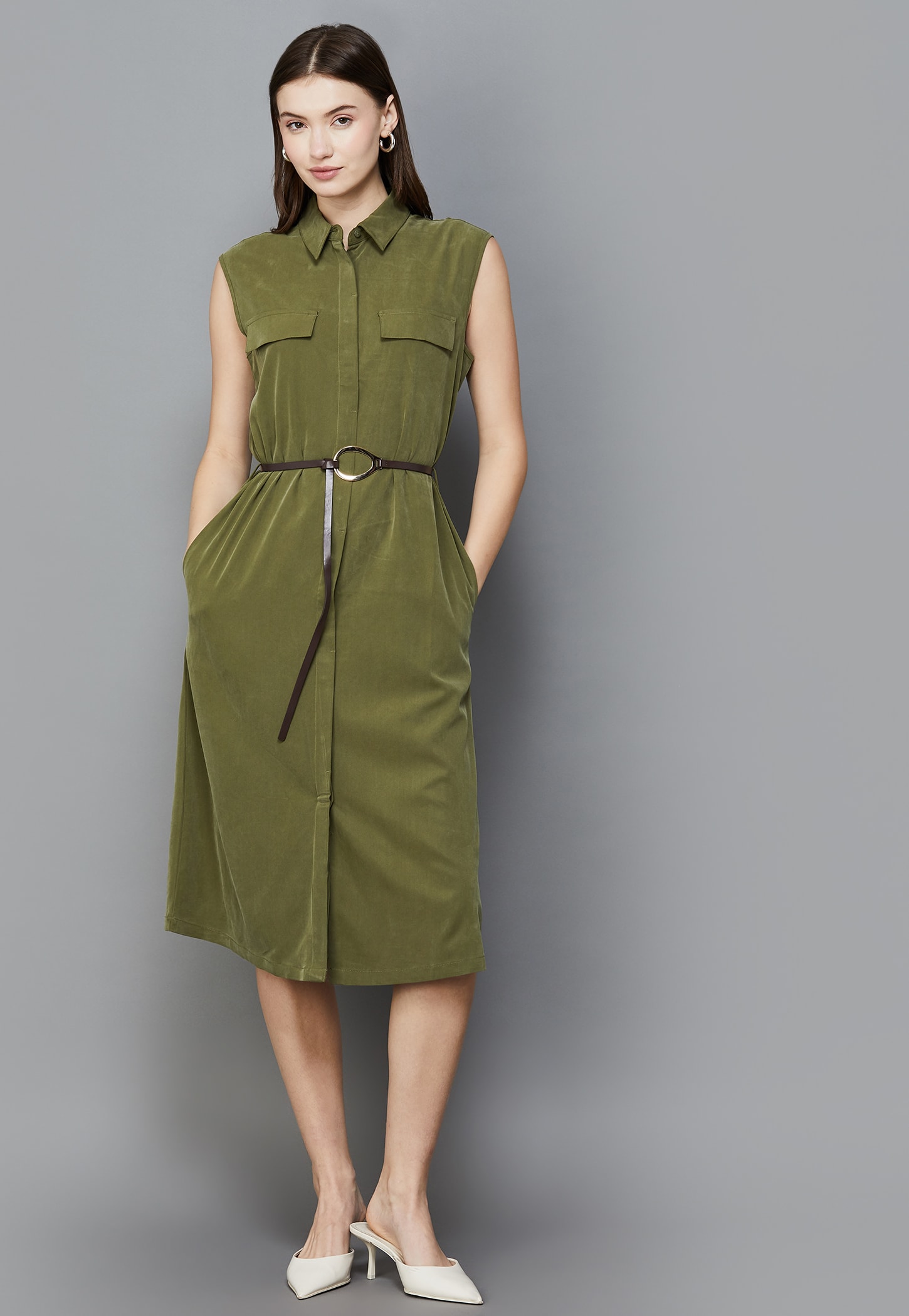 VAN HEUSEN Solid Shirt Dress-picture-39