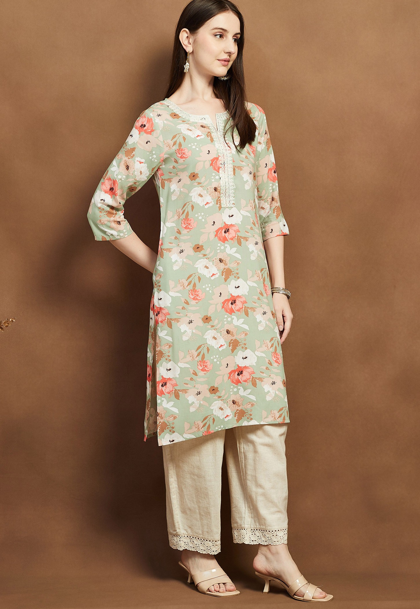 MELANGE Floral Print Straight Kurta-picture-40