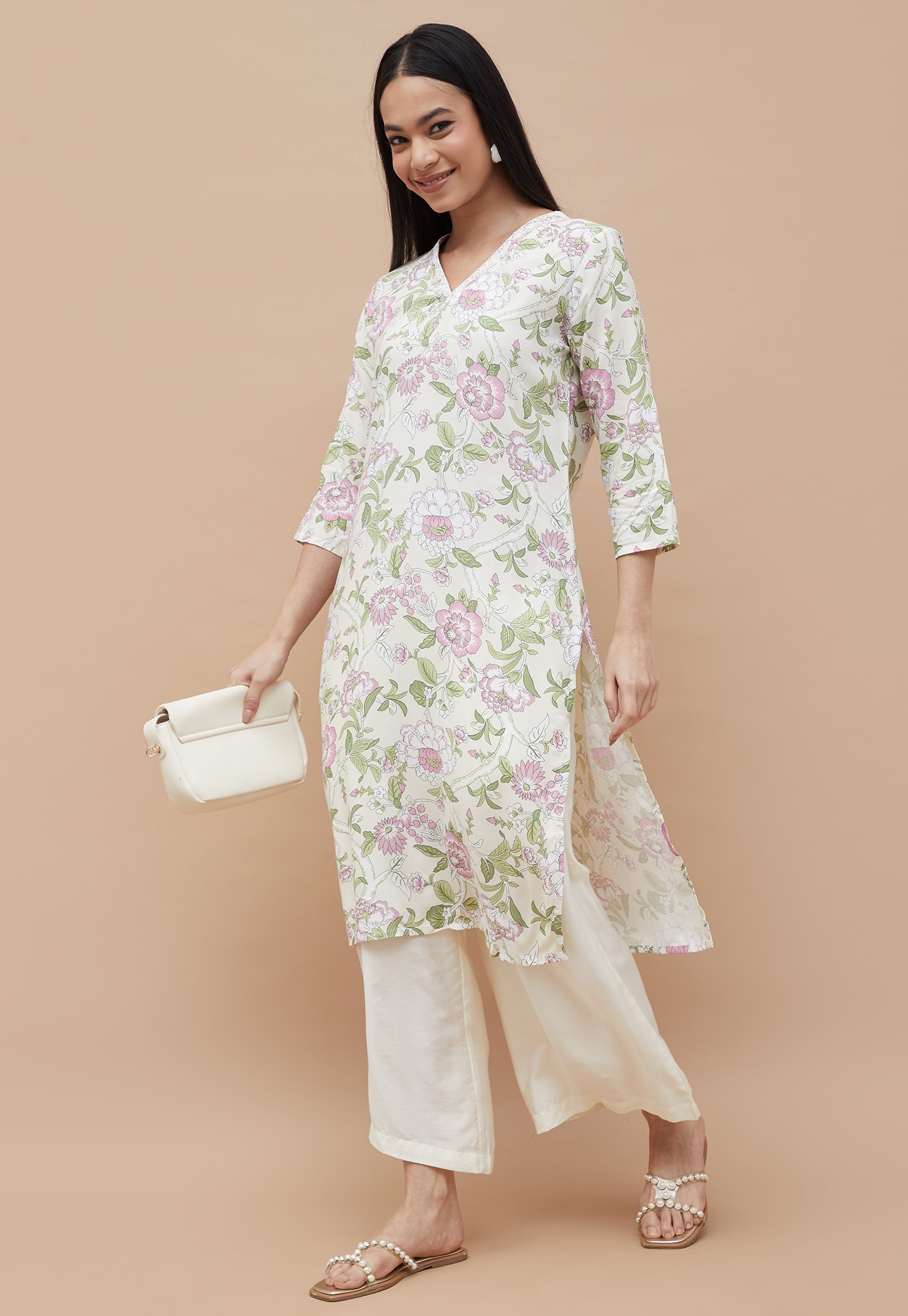 MELANGE Floral Print Straight Kurta-picture-37