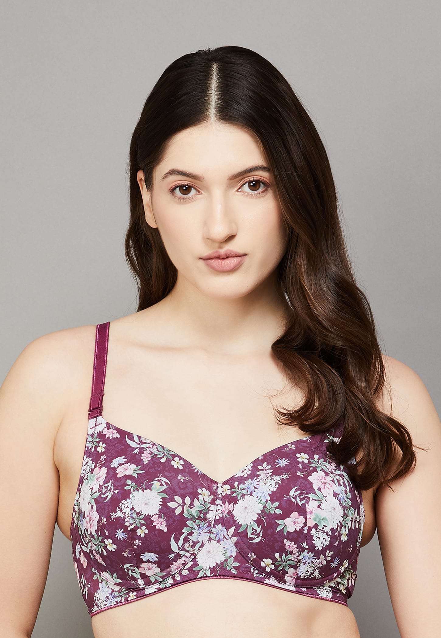ENAMOR Floral Print Padded Non-Wired Plunge Bra-picture-18