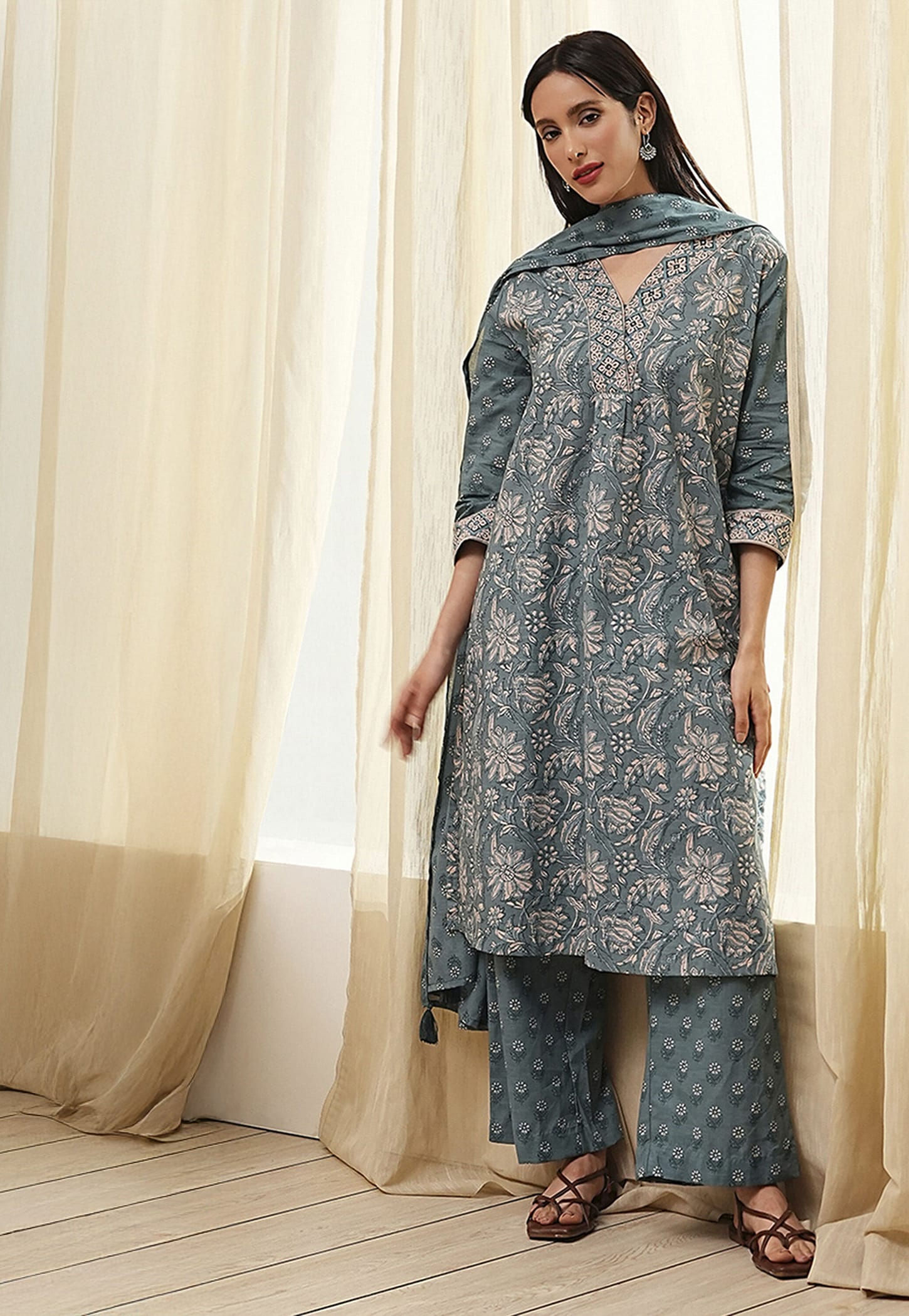 BIBA Floral Print Straight Kurta Set-picture-52