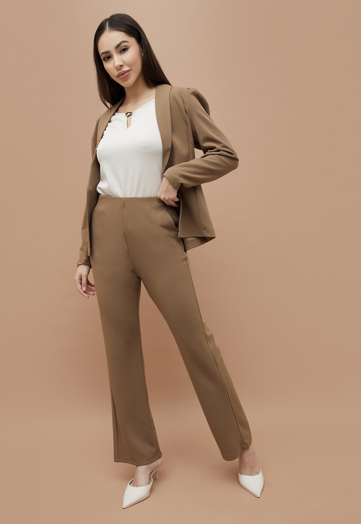 CODE Solid Flared Trousers-picture-36
