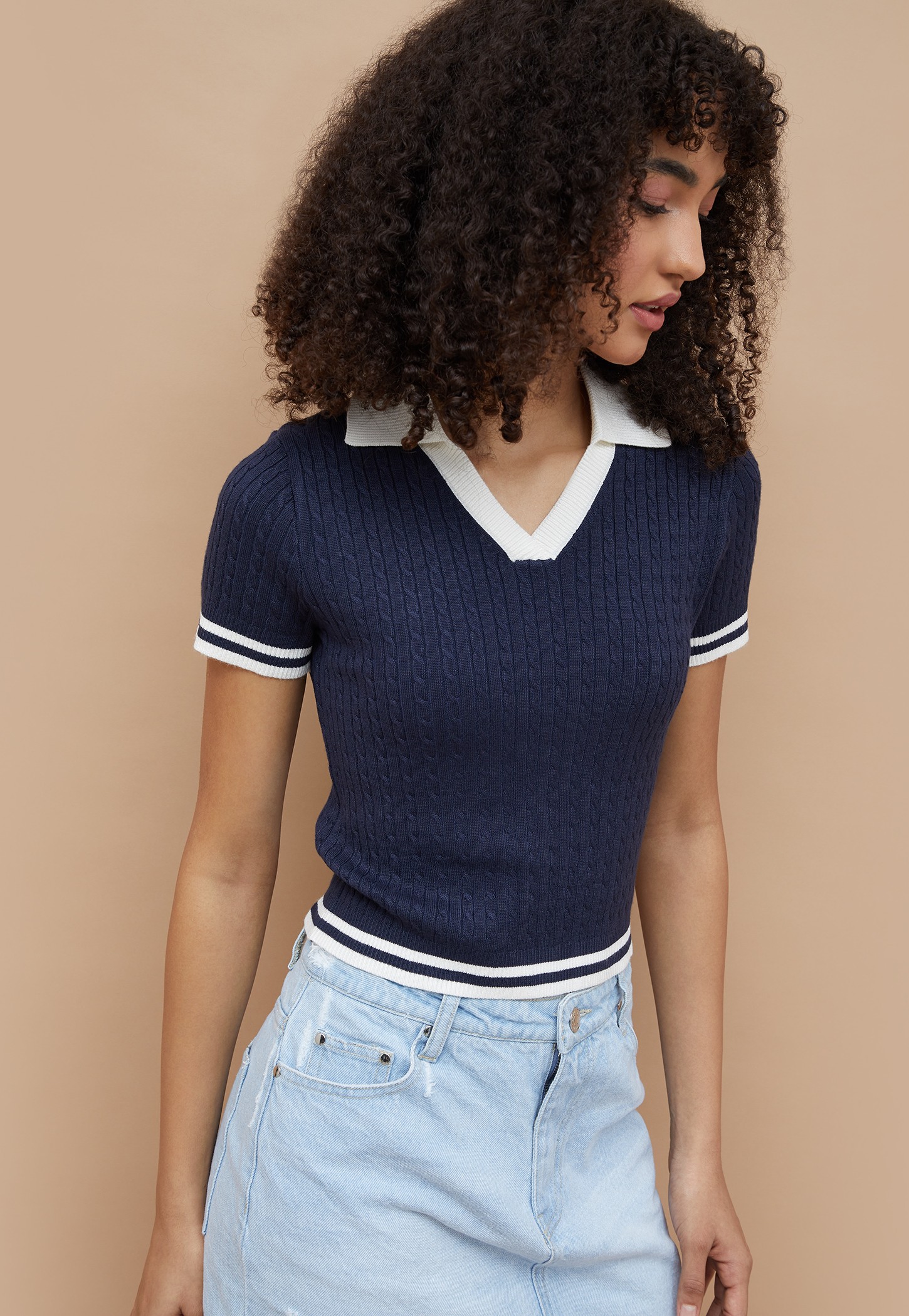 GINGER Knit Johnny Collar T-shirt-picture-20