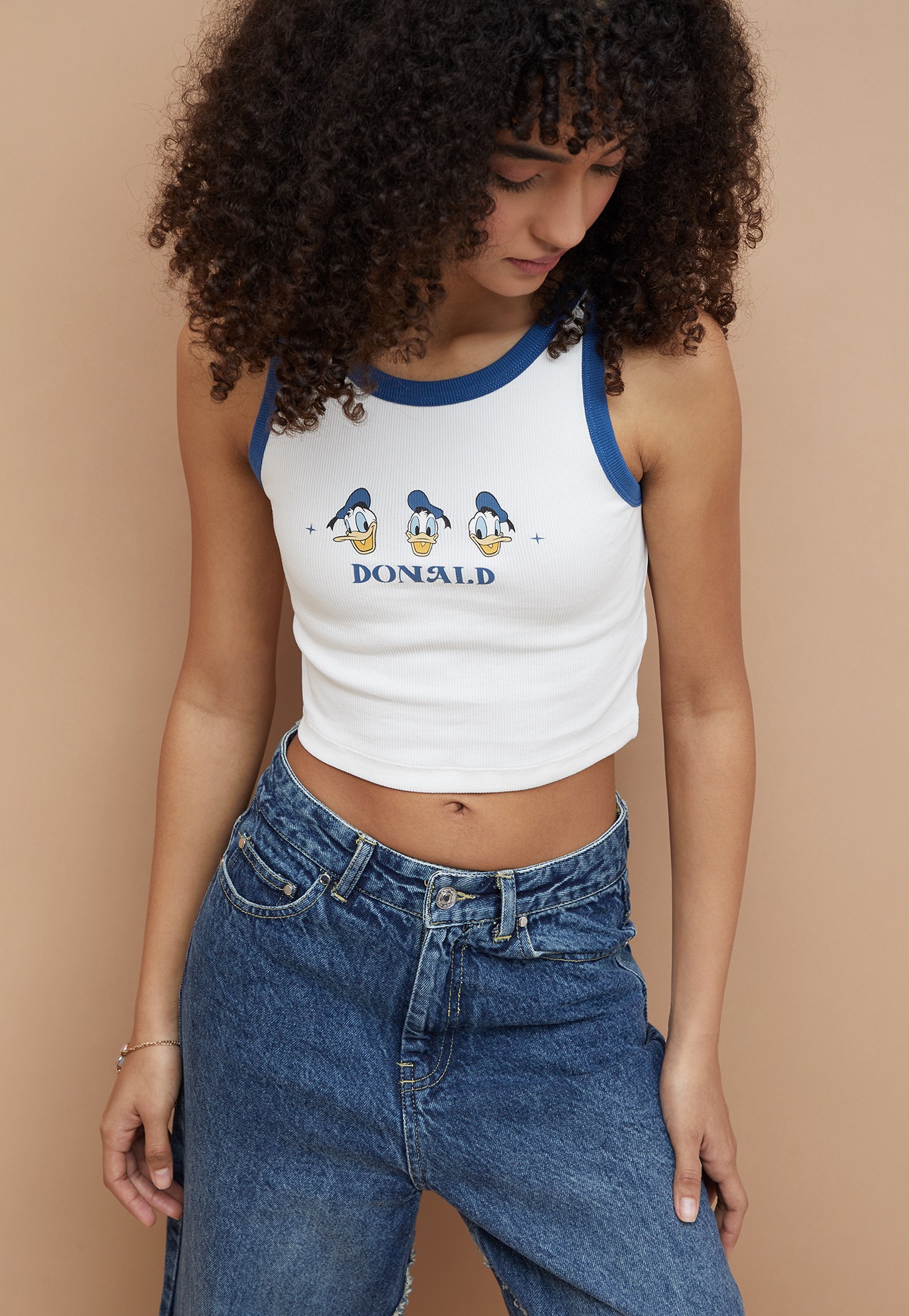 GINGER Donald Duck Print Crop T-shirt-image-20