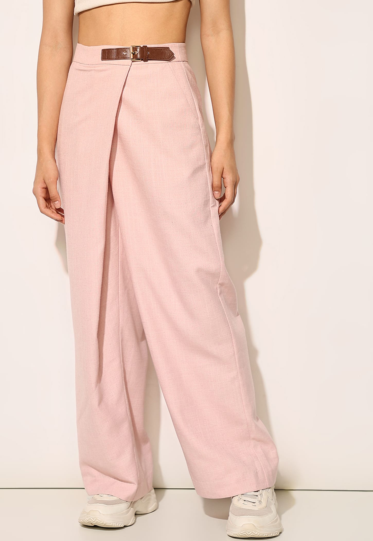 ONLY Solid Flap Front Belted Trousers-picture-51