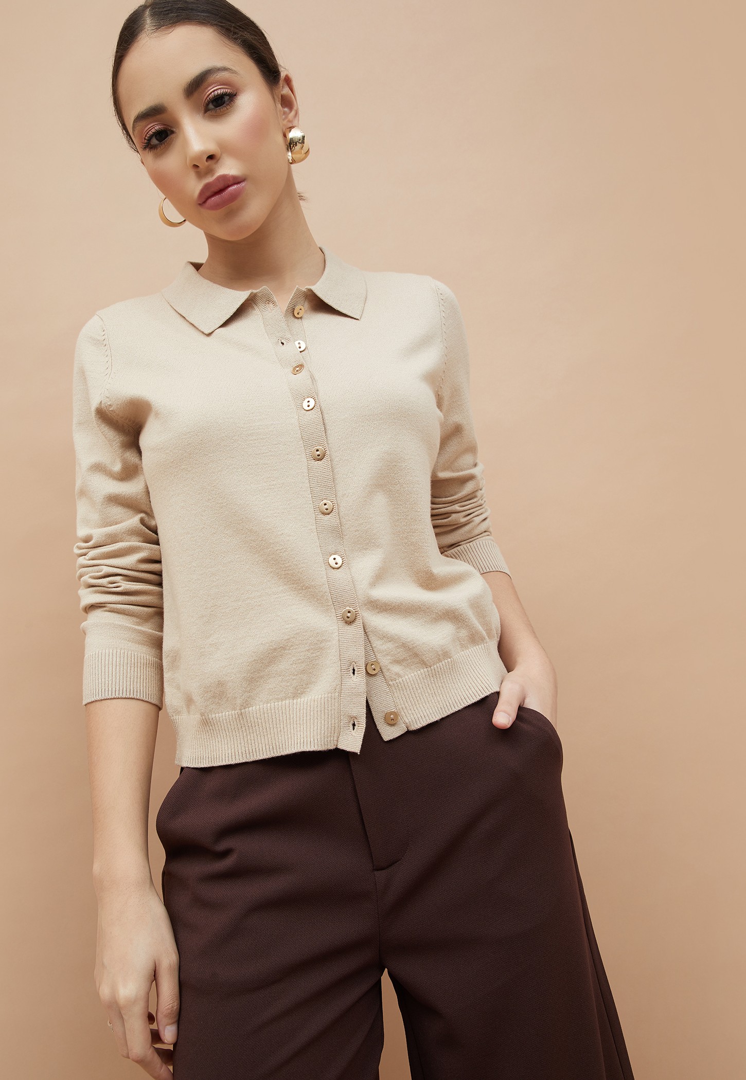 CODE CLASSIC Knitted Shirt Style Top-picture-26