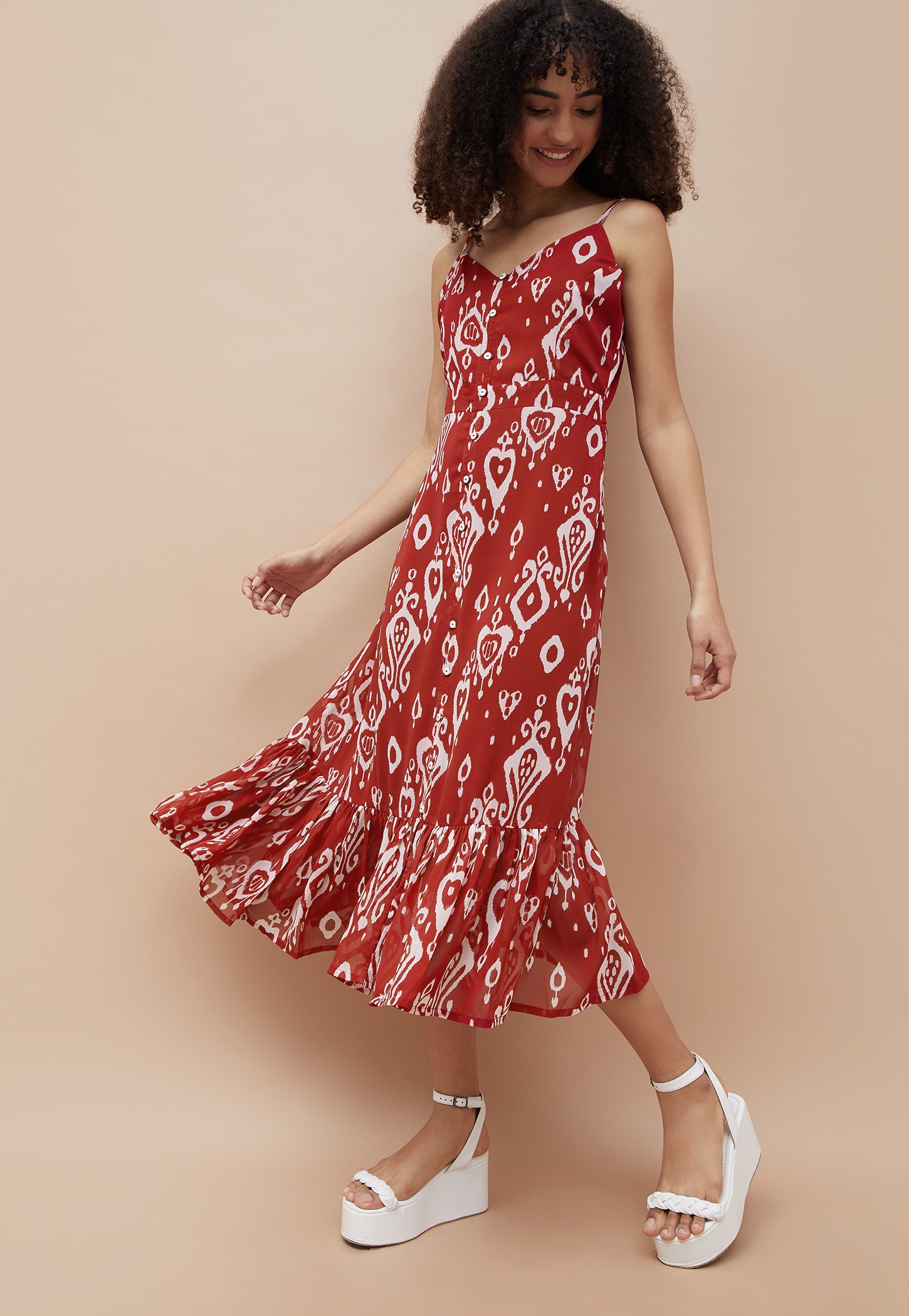 COLOUR ME Printed A-line Dress-picture-34