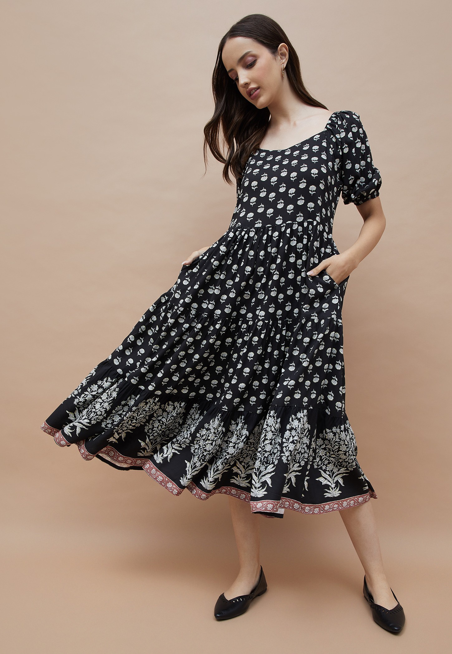 COLOUR ME Floral Motif Print A-Line Dress-picture-46