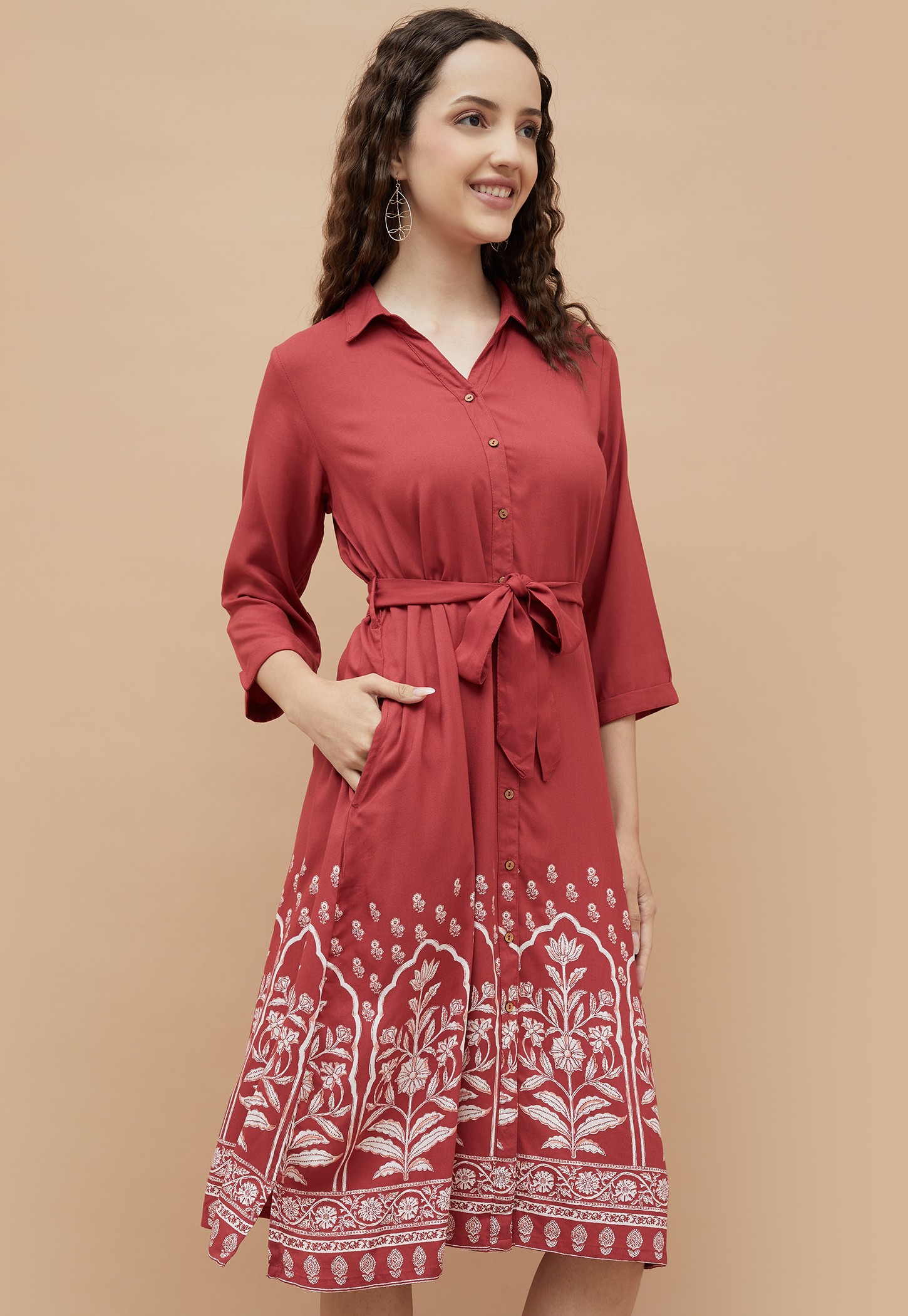 COLOUR ME Ethnic Motif Shirt Dress-image-9