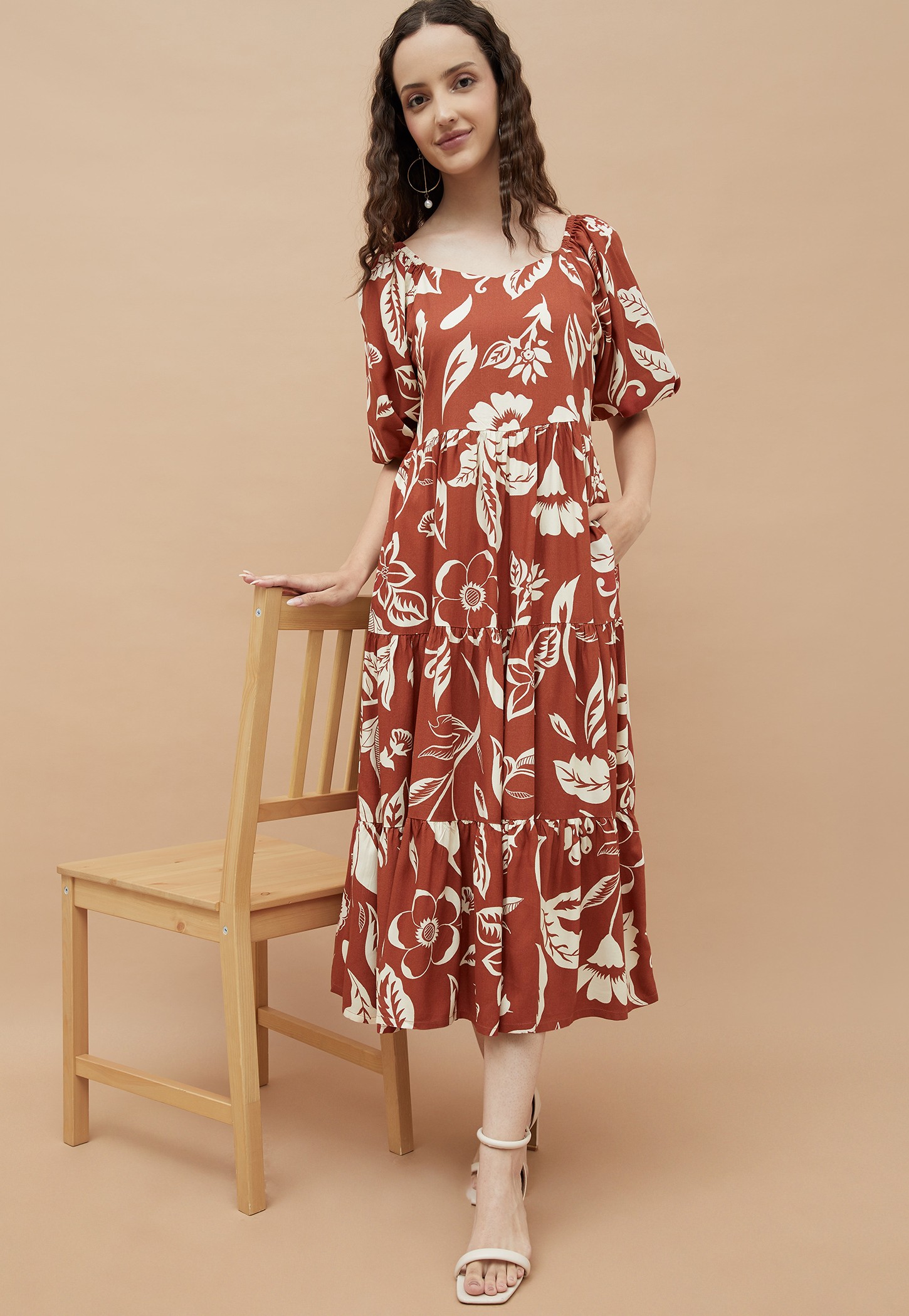 COLOUR ME Floral Print Tiered Dress-picture-31