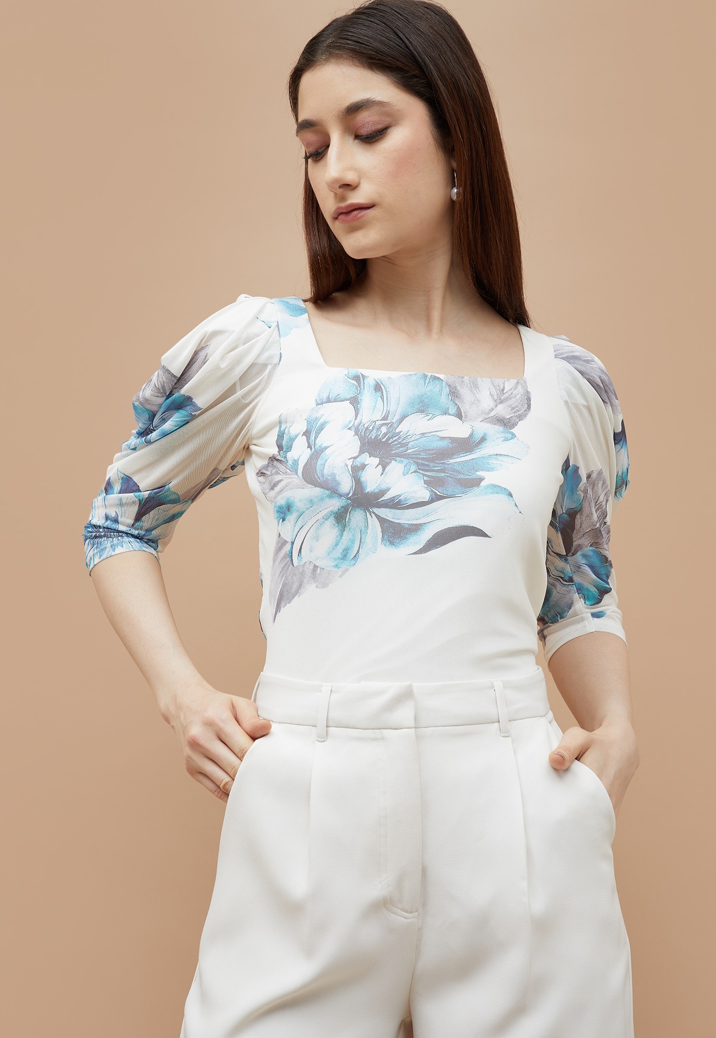 CODE Floral Print Top-picture-44