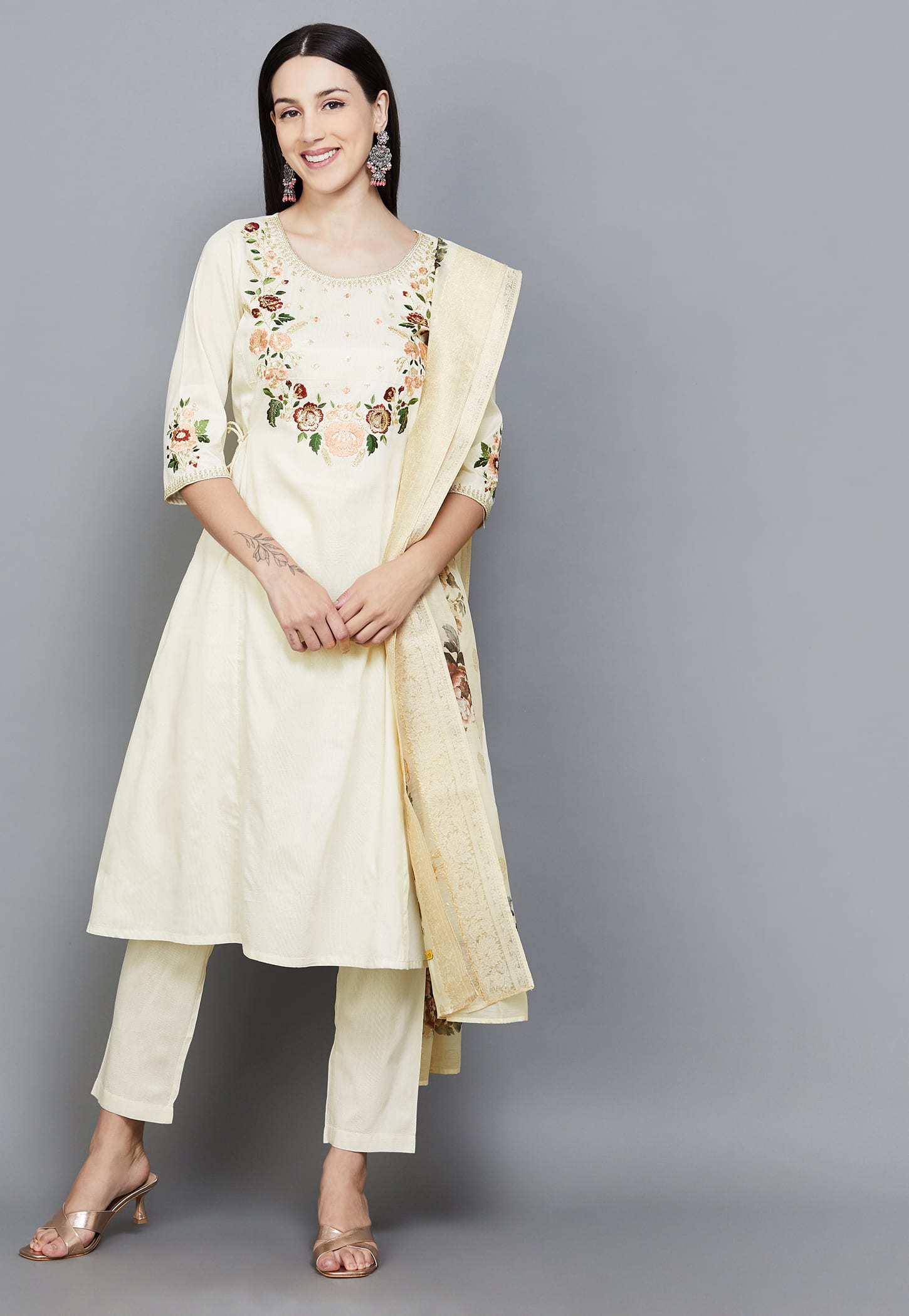 AURELIA Yoke Embroidered A-line Kurta Set-picture-56