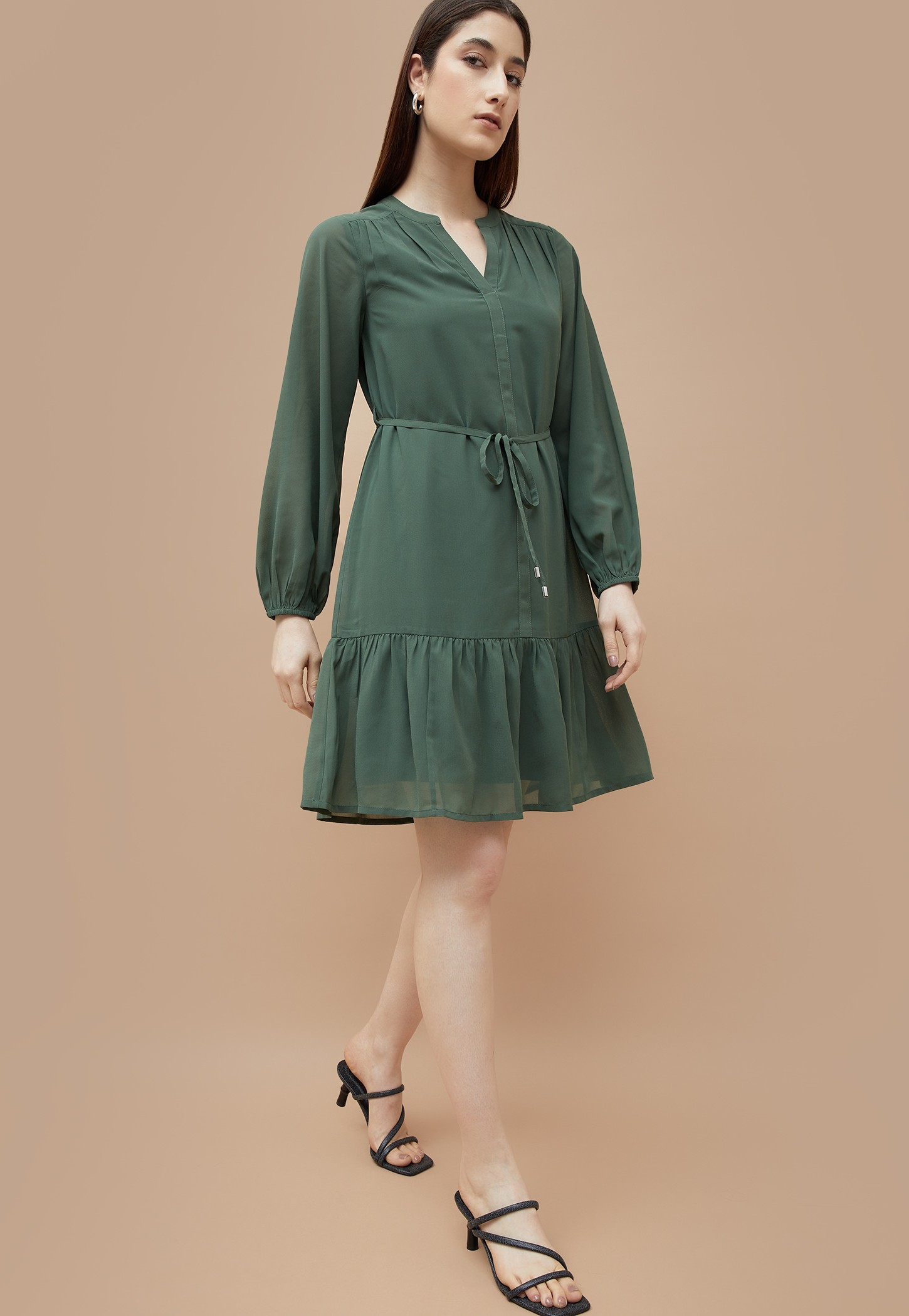 CODE Solid A-line Dress-picture-27