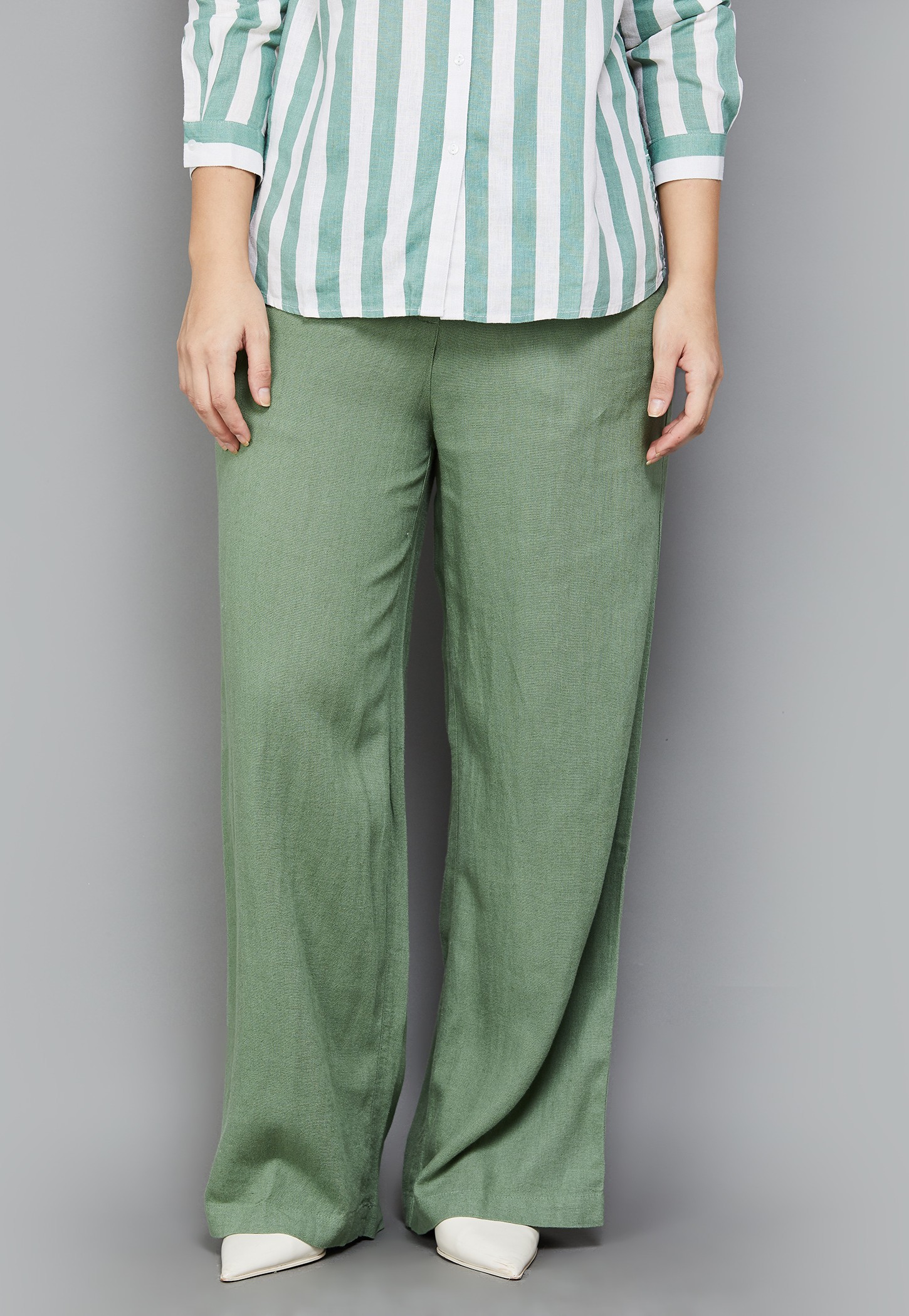 VAN HEUSEN Solid Wide Leg Trousers-picture-42
