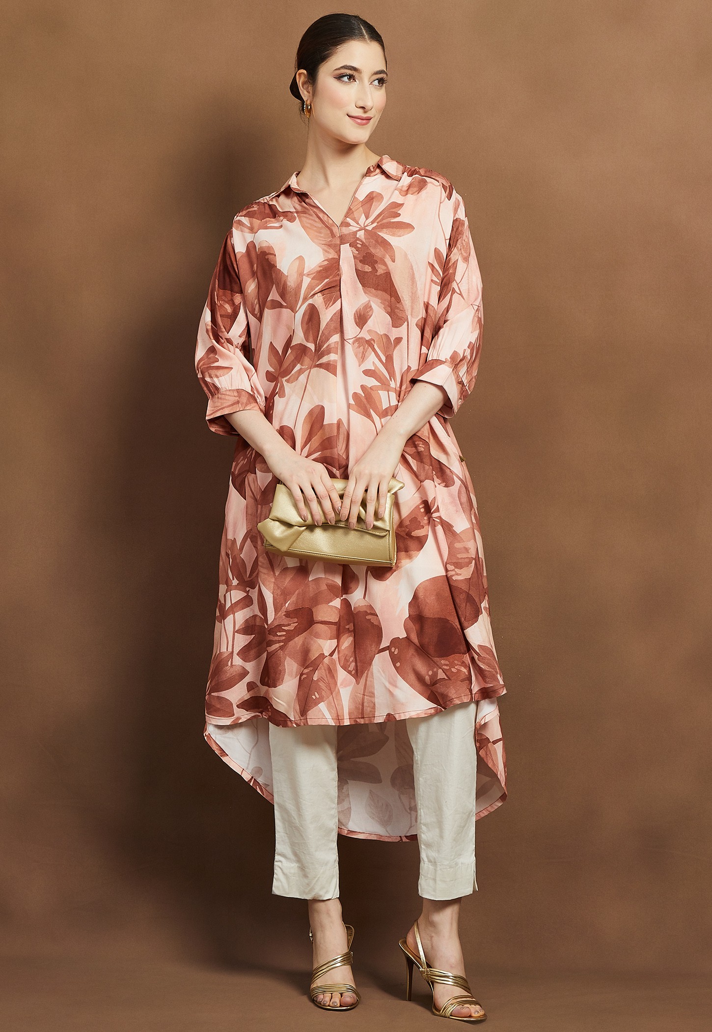 MELANGE Floral Print High-Low Kurta-picture-11