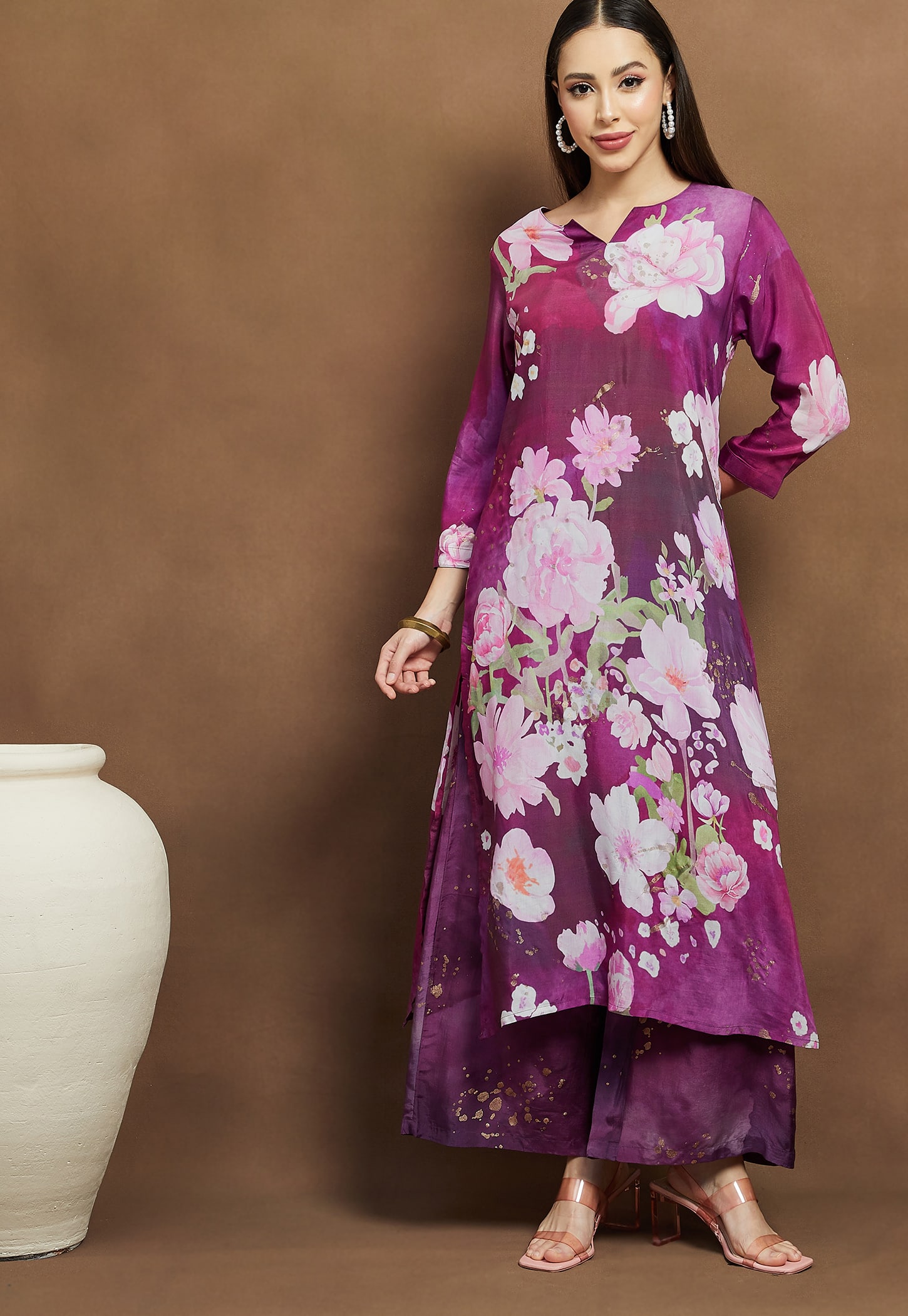MELANGE Floral Print Straight Kurta Set-image-19
