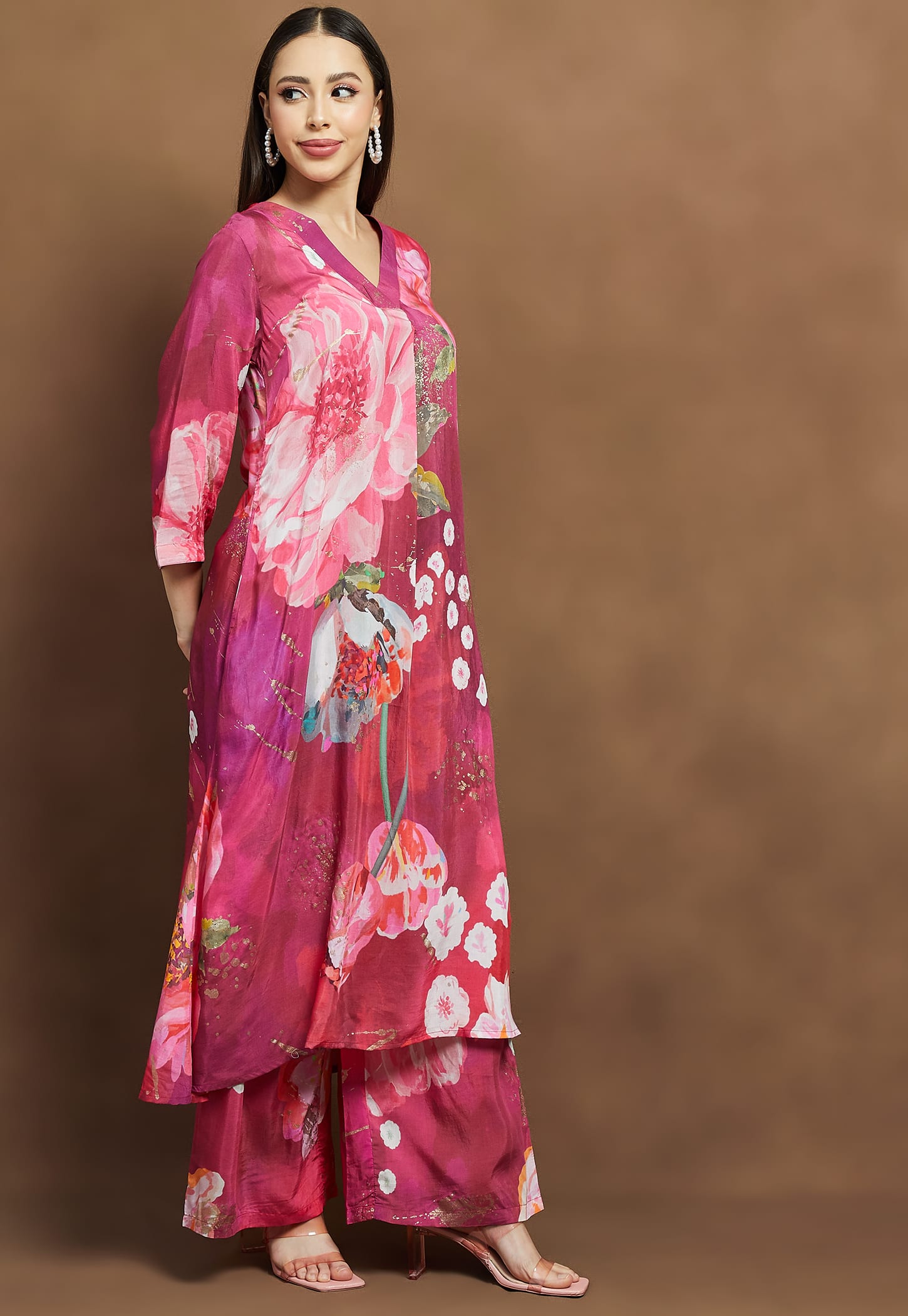 MELANGE Floral Print Straight Kurta Set-picture-37