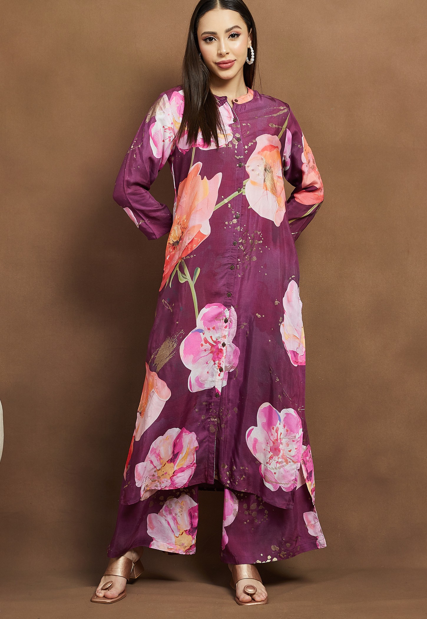 MELANGE Floral Print Straight Kurta Set-picture-34