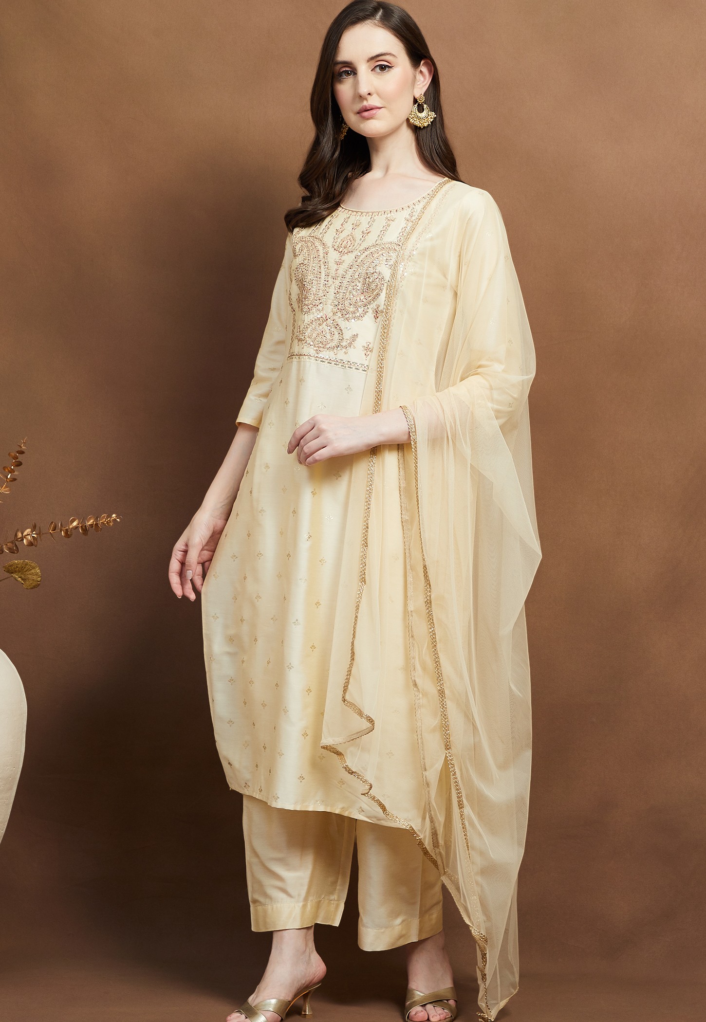 MELANGE Embroidered Straight Kurta Set-picture-20