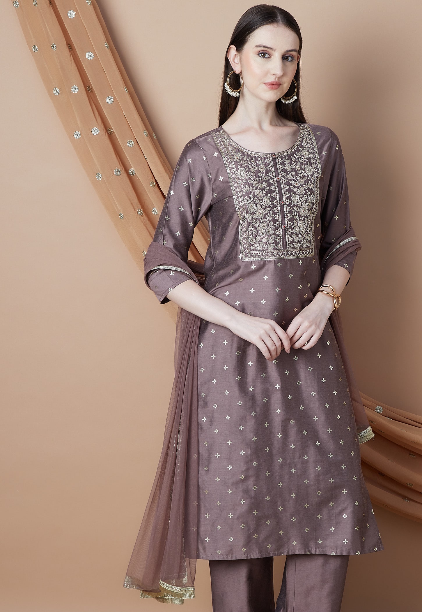 MELANGE Embroidered Straight Kurta Set-picture-41