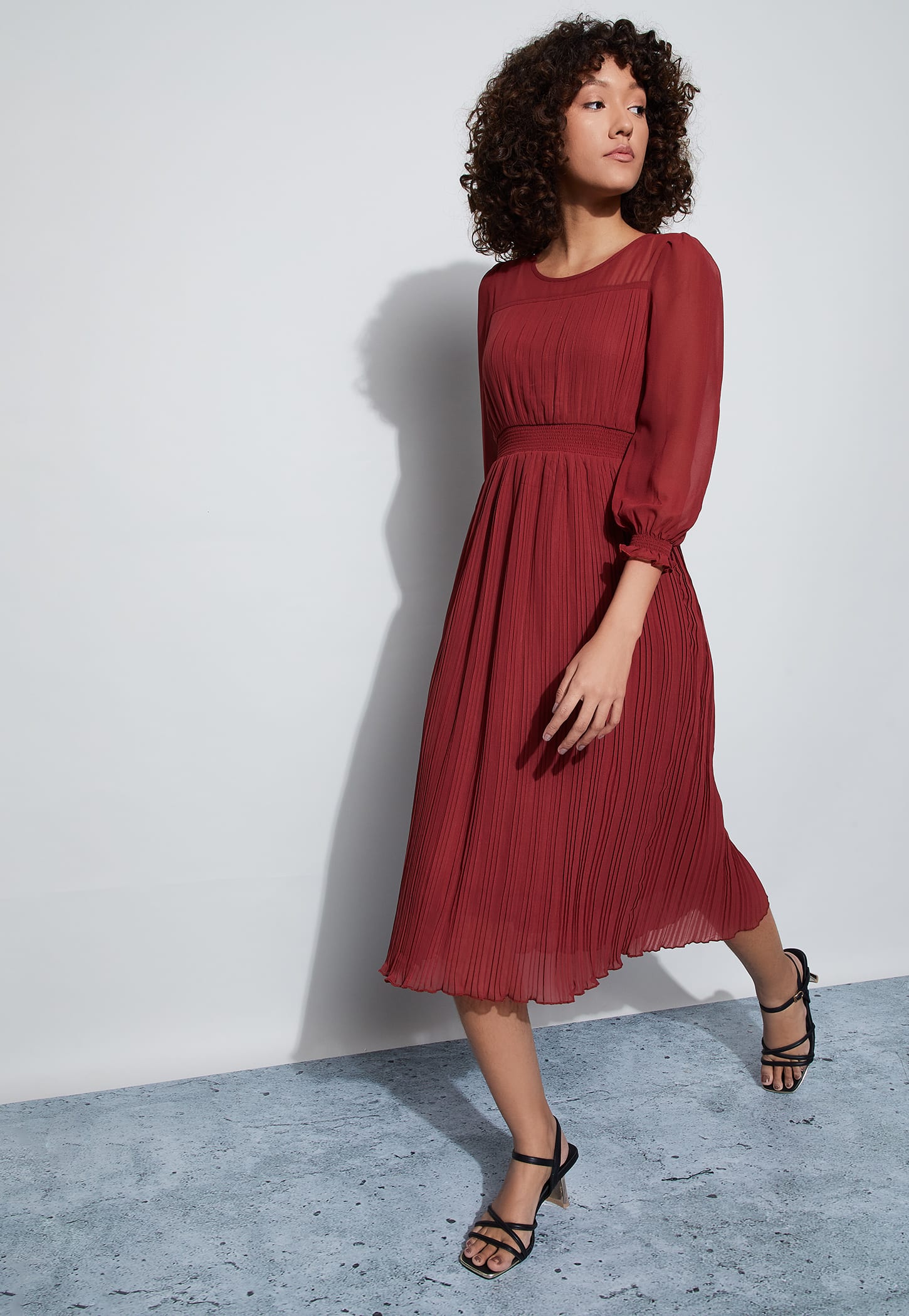 CODE Solid Fit and Flare Dress-picture-13