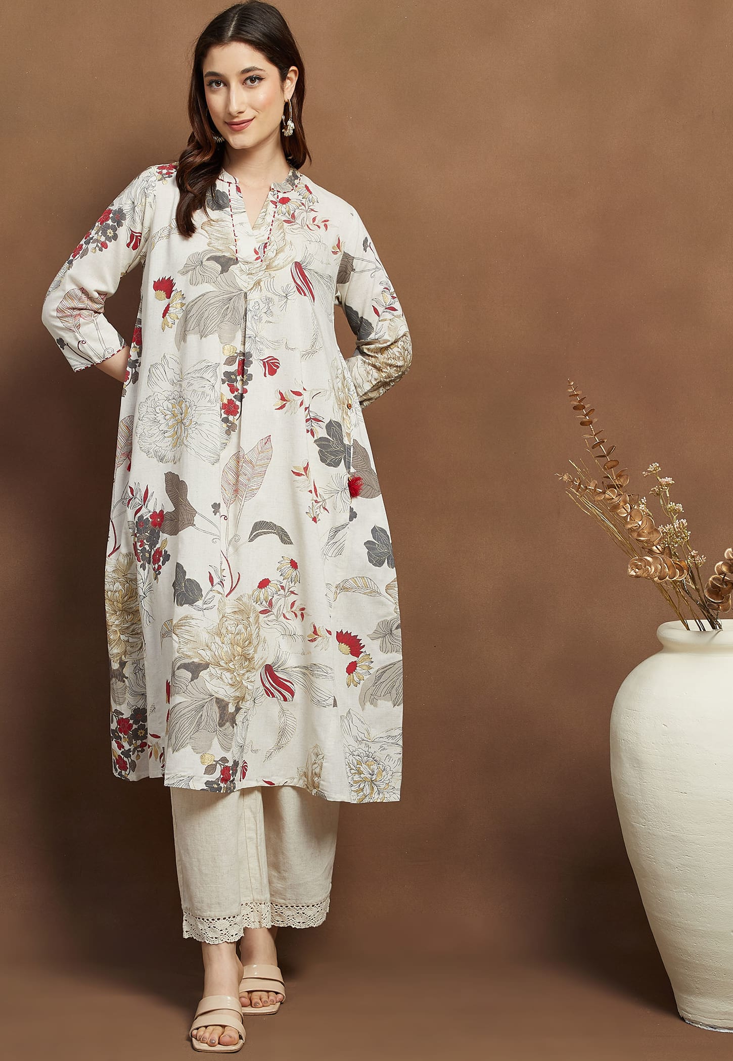 MELANGE Floral Print A-line Kurta-picture-15
