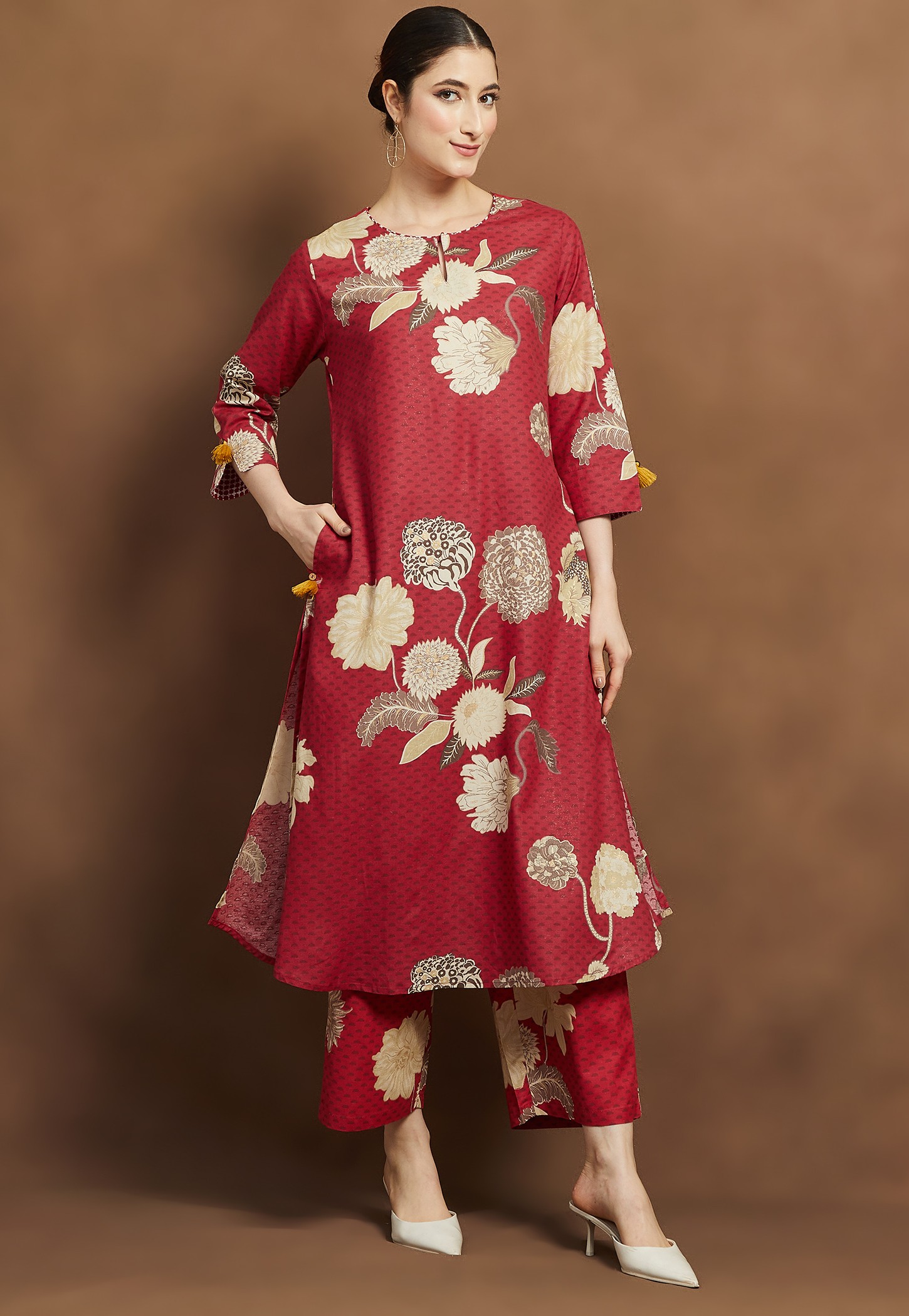 MELANGE Floral Printed A-Line Kurta-picture-25
