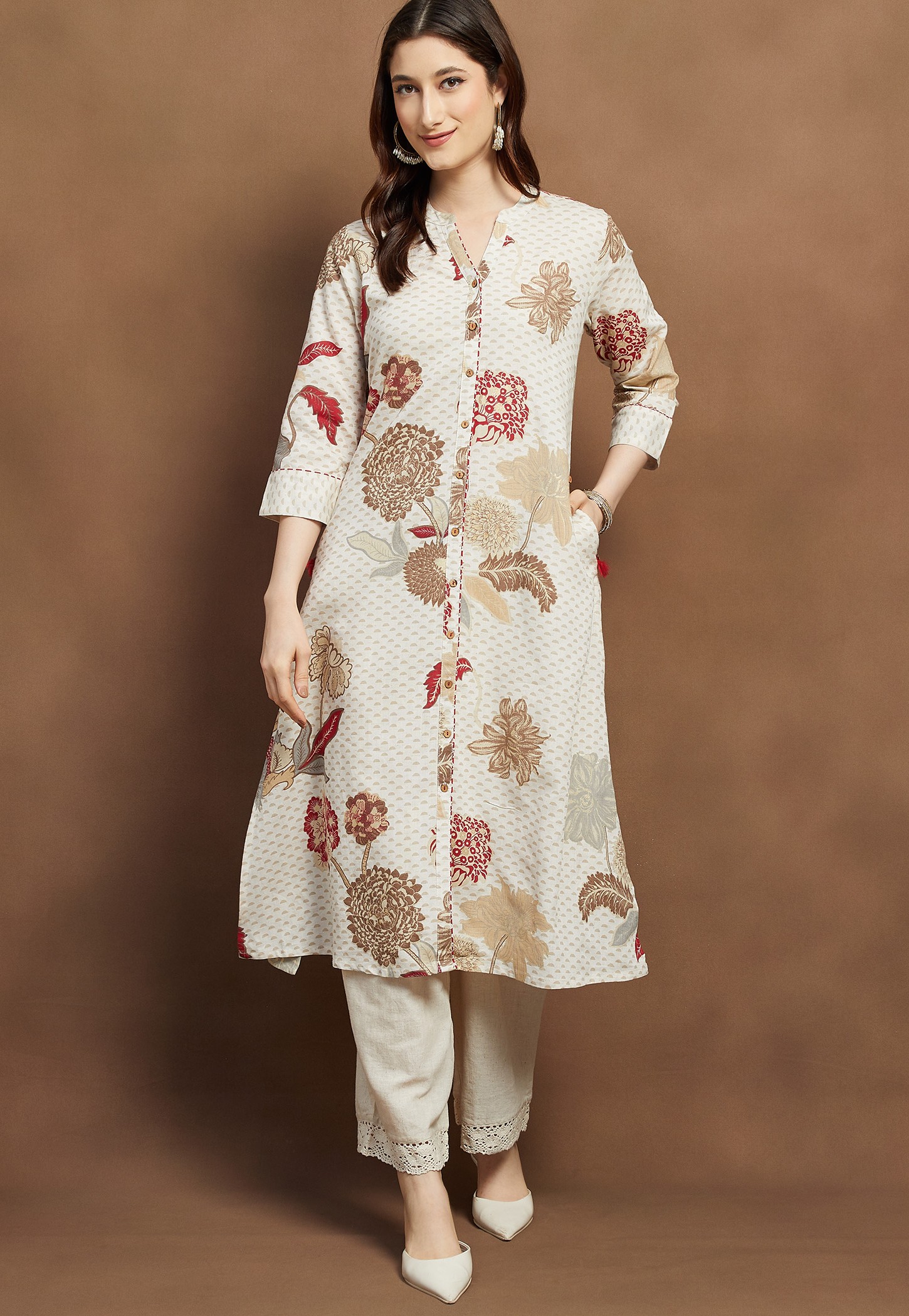 MELANGE Floral Print A-line Kurta-picture-41