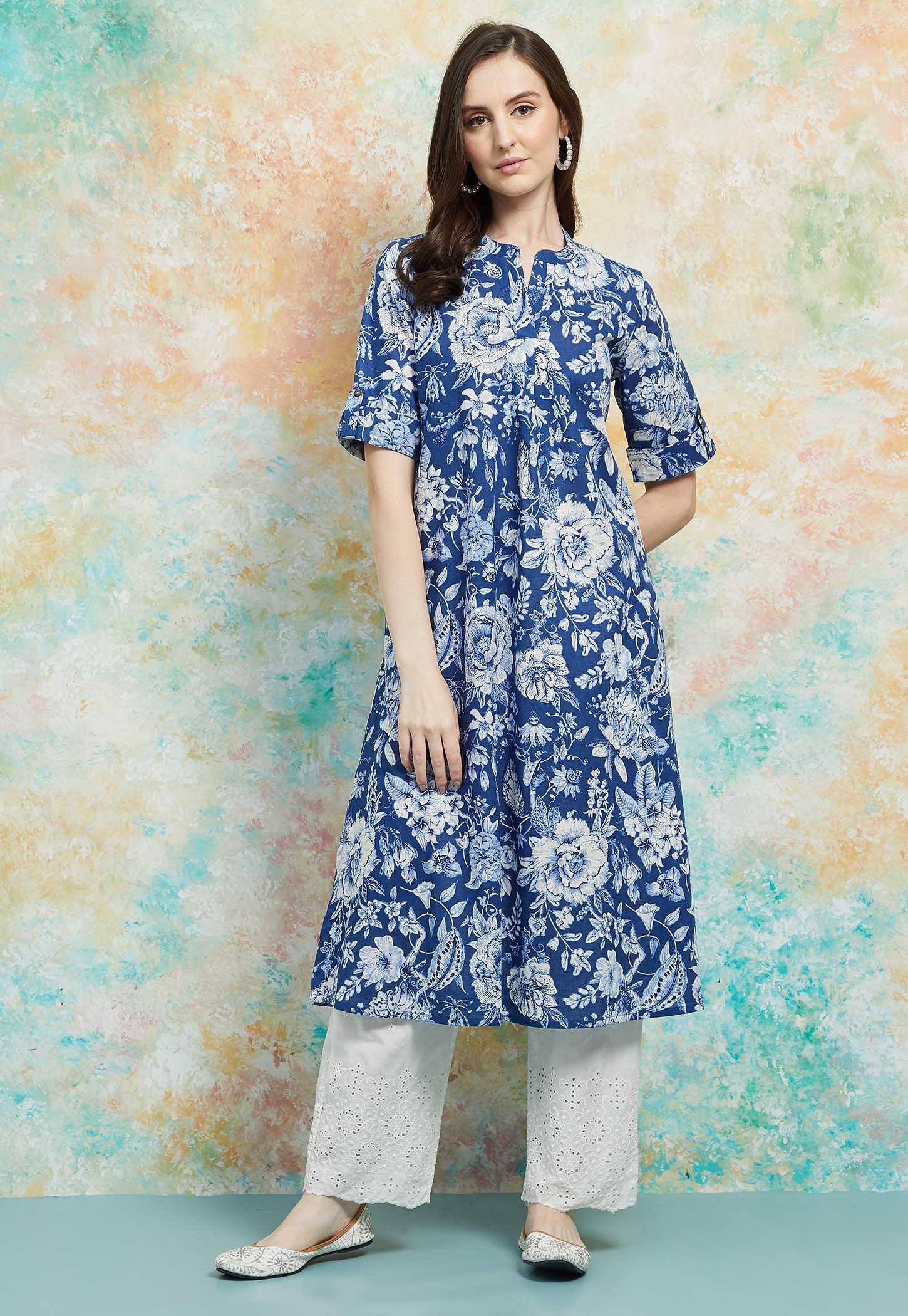 MELANGE Floral Print A-Line Kurta-picture-19