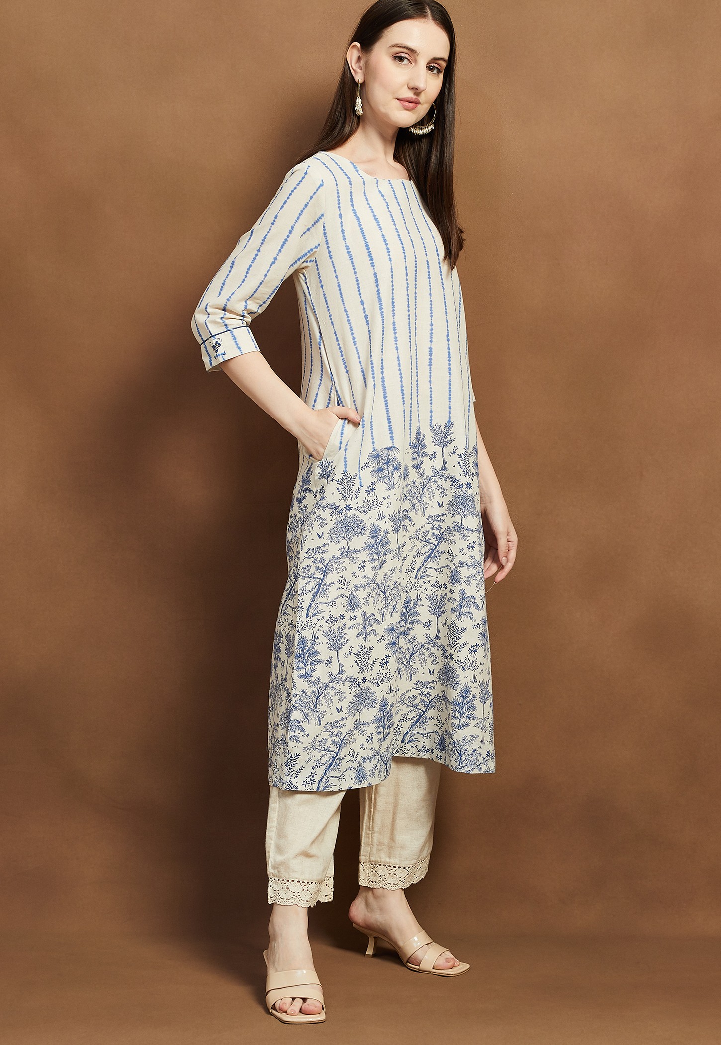 MELANGE Printed A-line Kurta-image-25