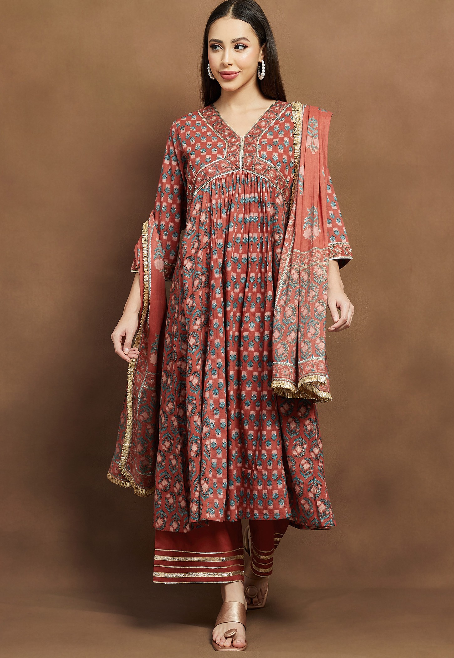 MELANGE Floral Print A-line Kurta Set-picture-55