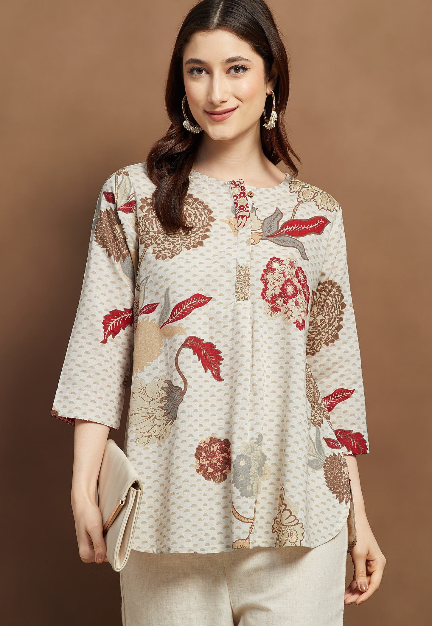 MELANGE Floral Print Straight Kurti-picture-33