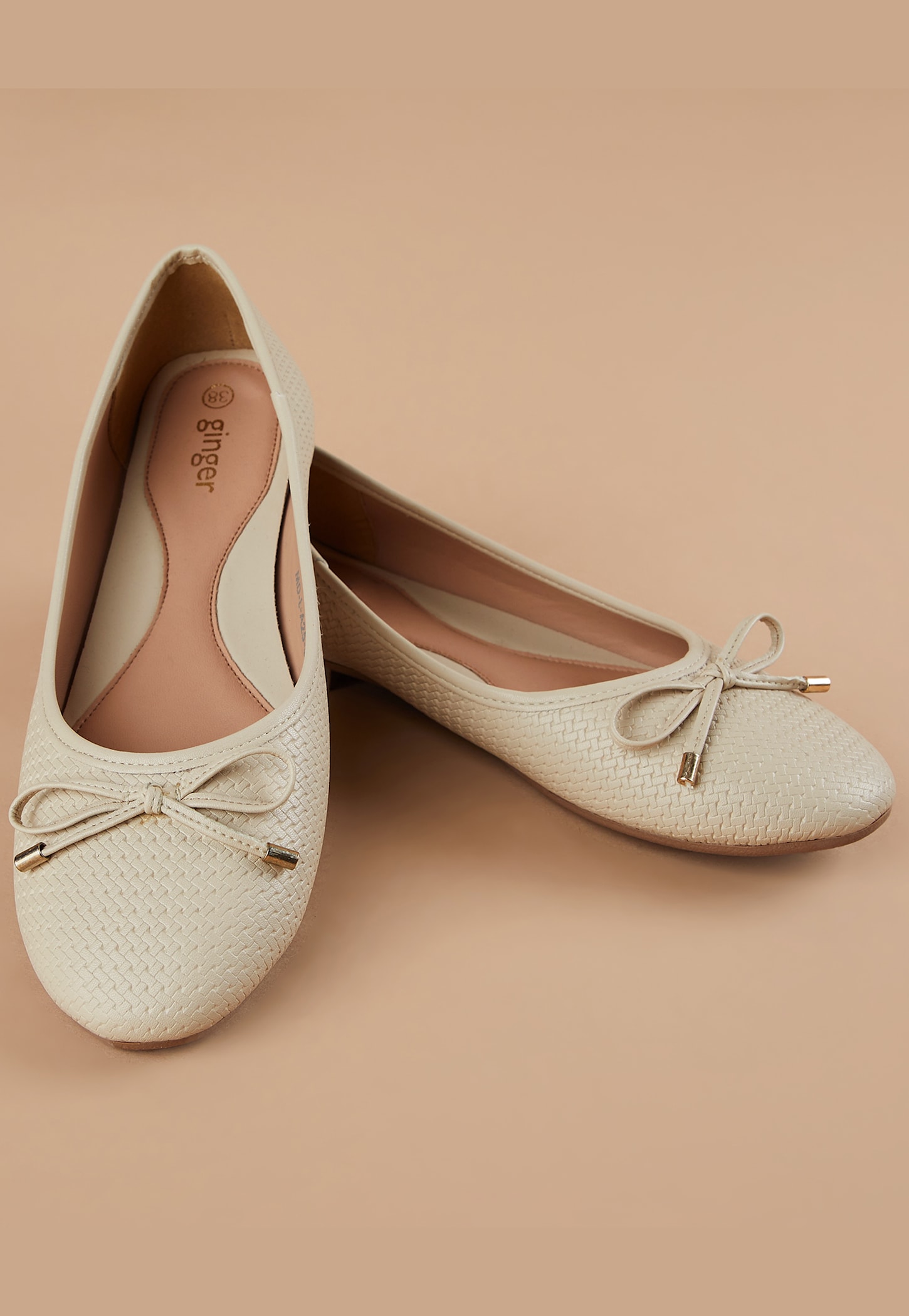 GINGER Textured Bow Accent Ballerinas-image-40