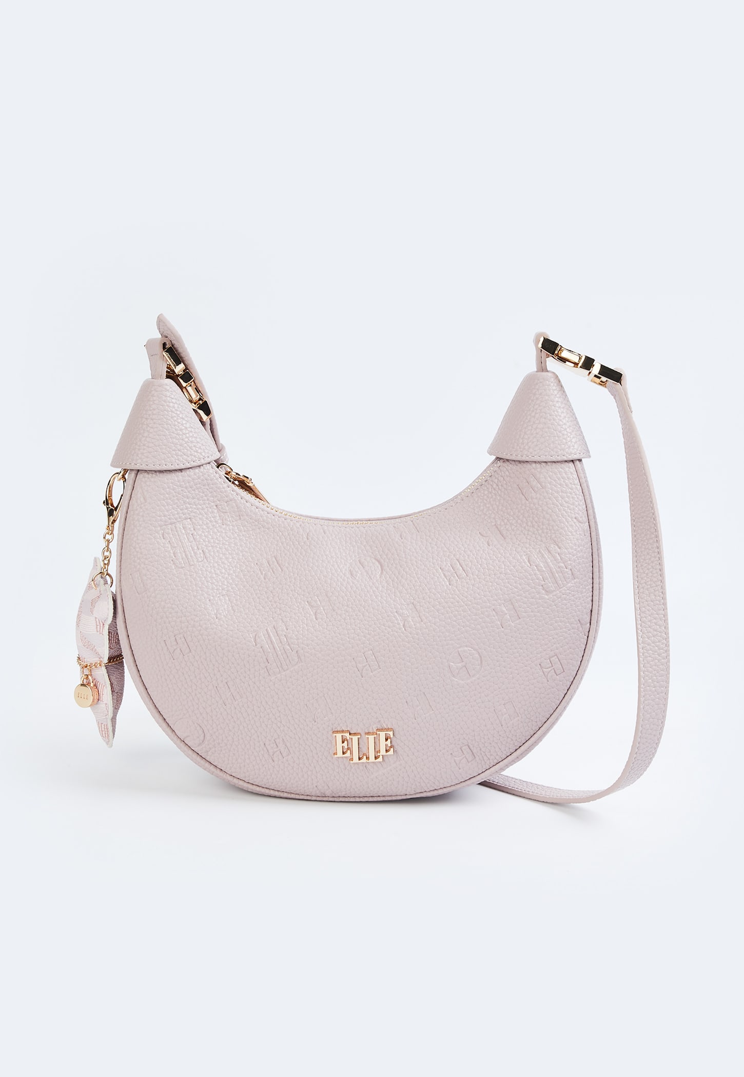 ELLE Debossed Crescent-Shaped Bag with Charm-picture-49