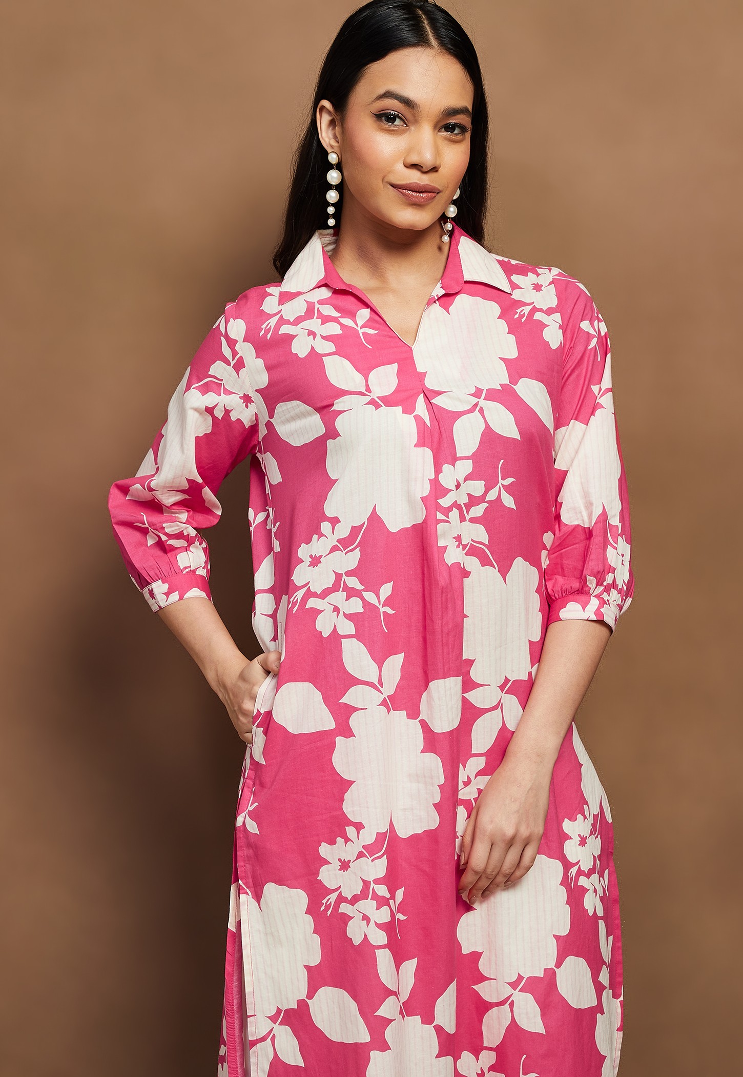MELANGE Floral Print Straight Kurta-picture-32