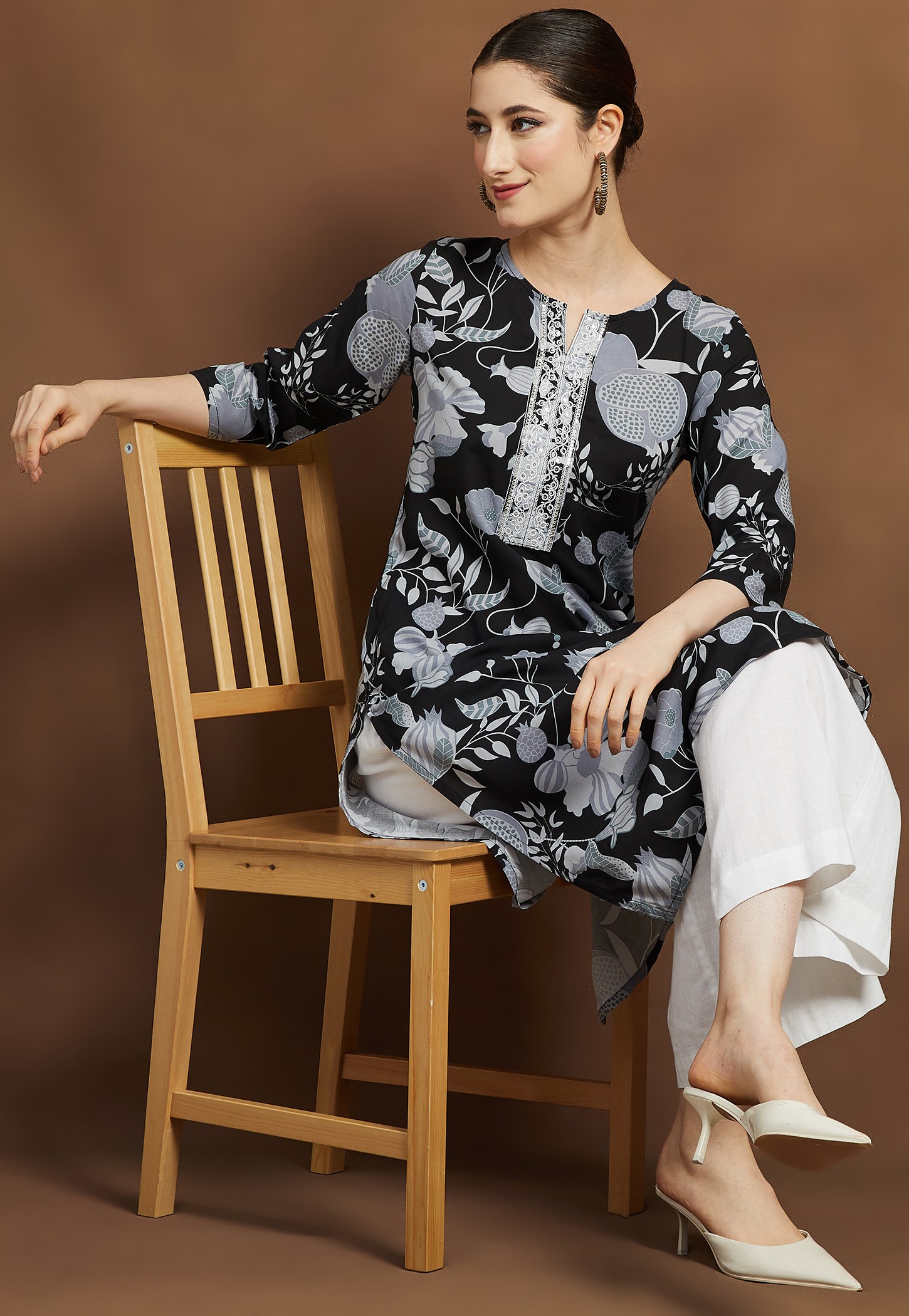 MELANGE Floral Printed Straight Kurta-picture-21