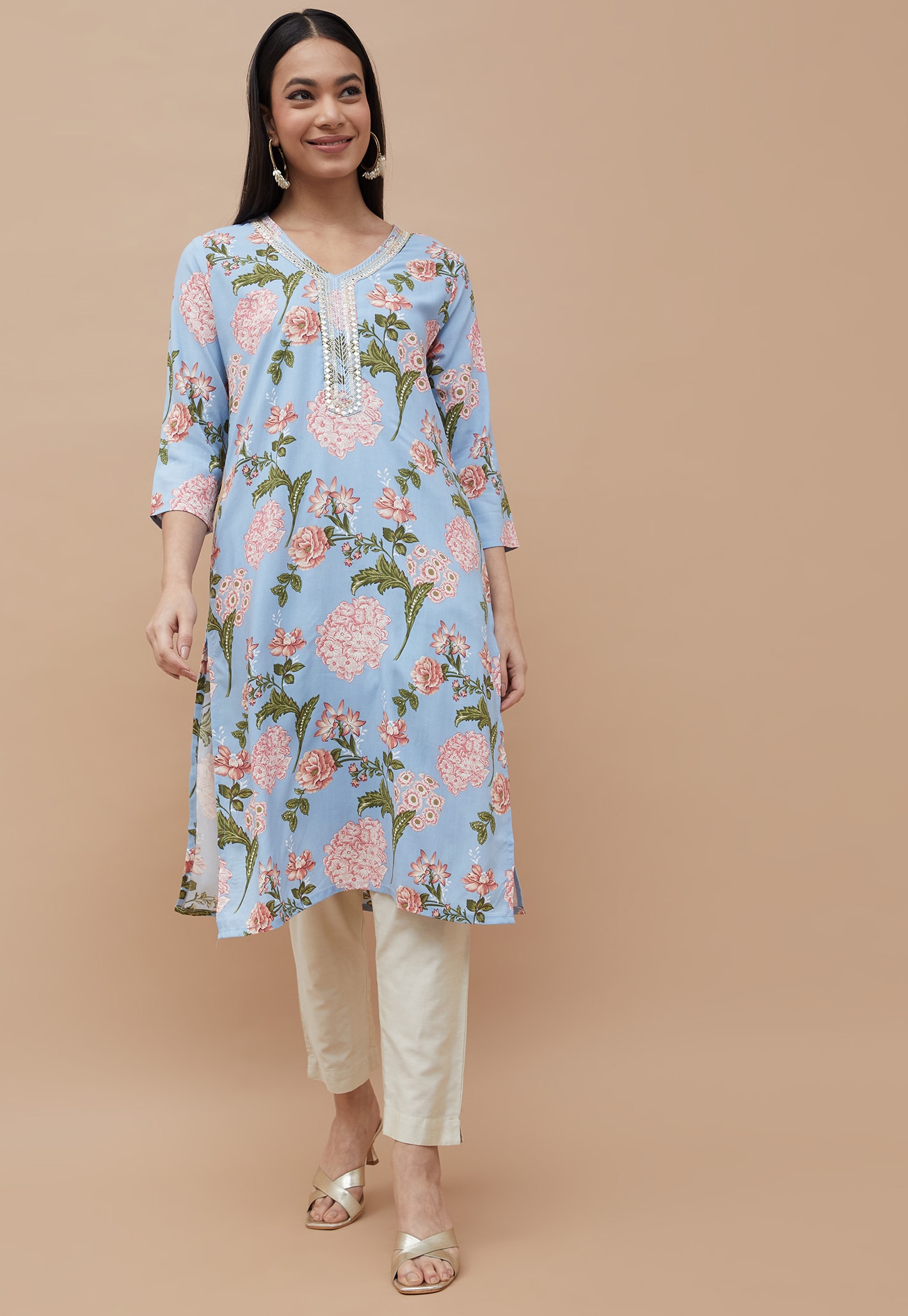 MELANGE Floral Print Straight Kurta-picture-47