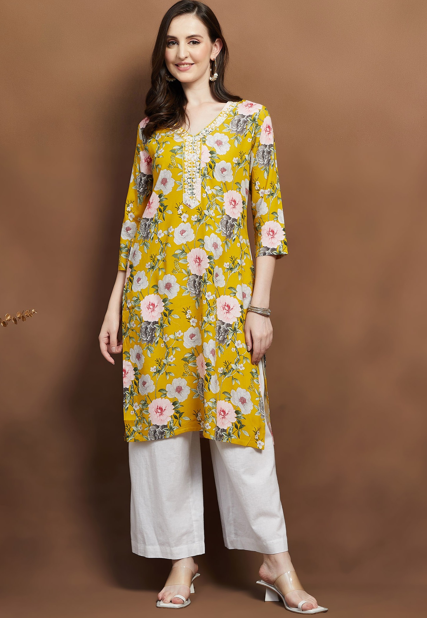 MELANGE Floral Print Straight Kurta-picture-34