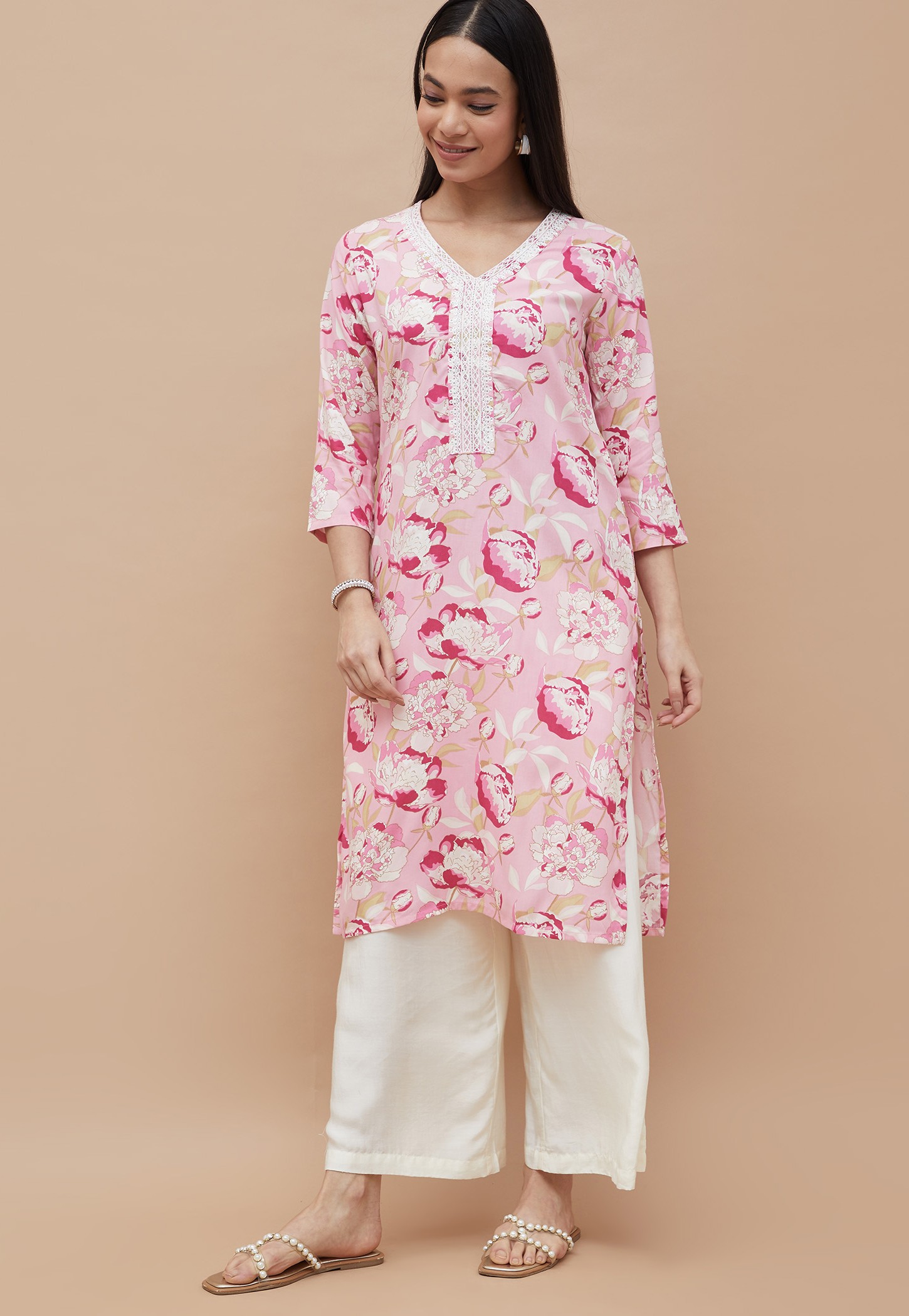 MELANGE Floral Print Straight Kurta-picture-41