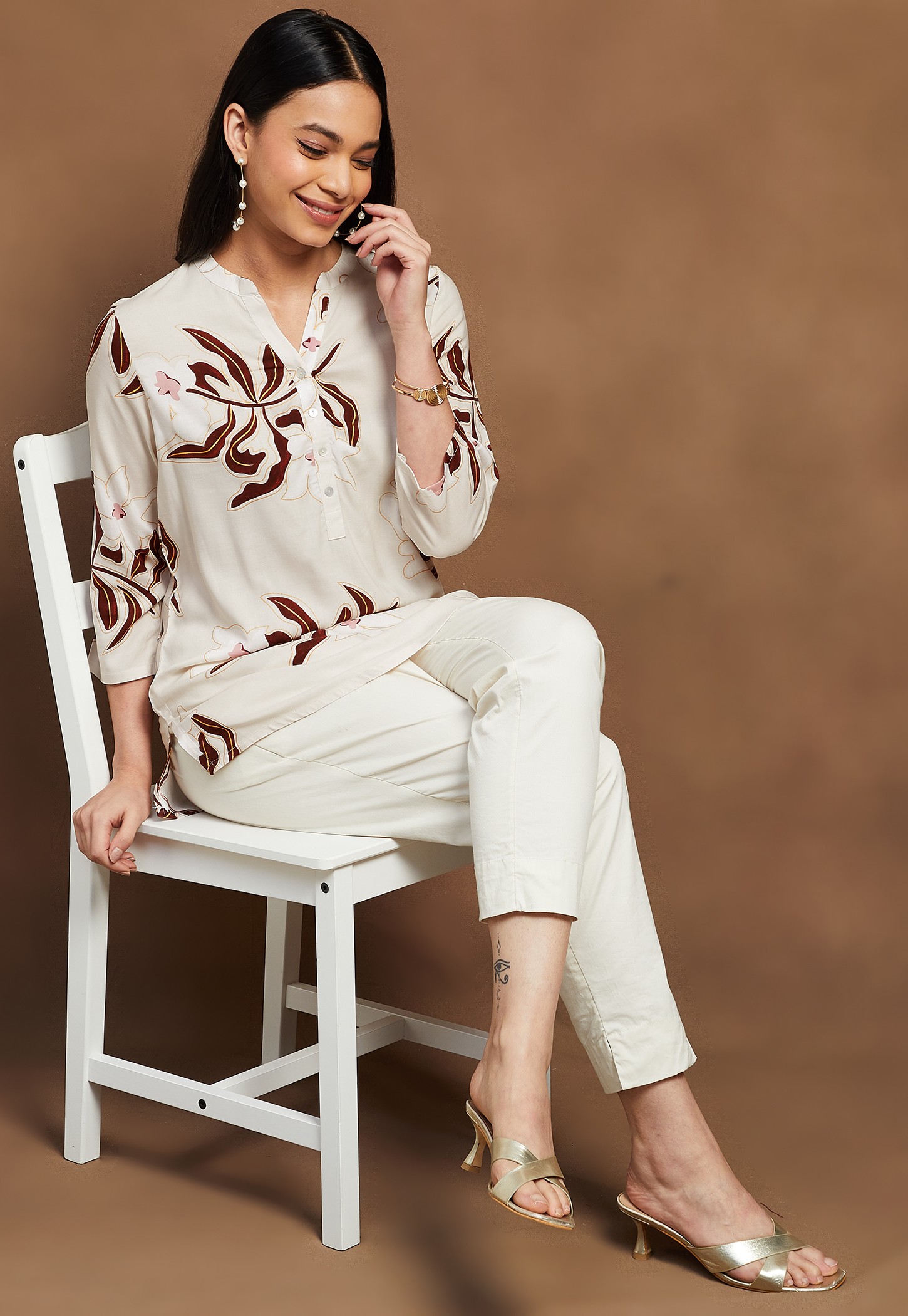 MELANGE Floral Print Straight Kurti-picture-14