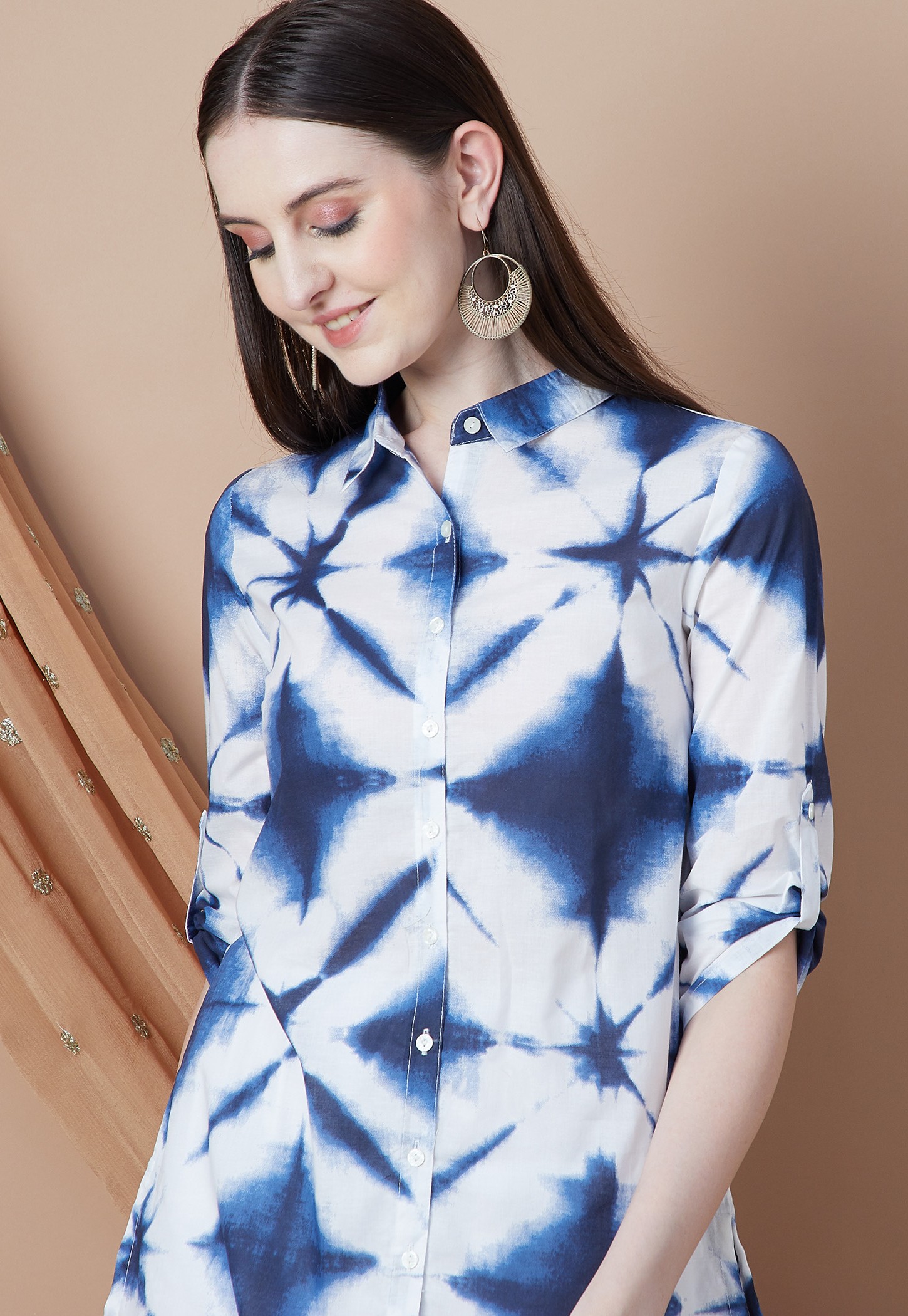 MELANGE Tie & Dye Straight Kurti-image-3