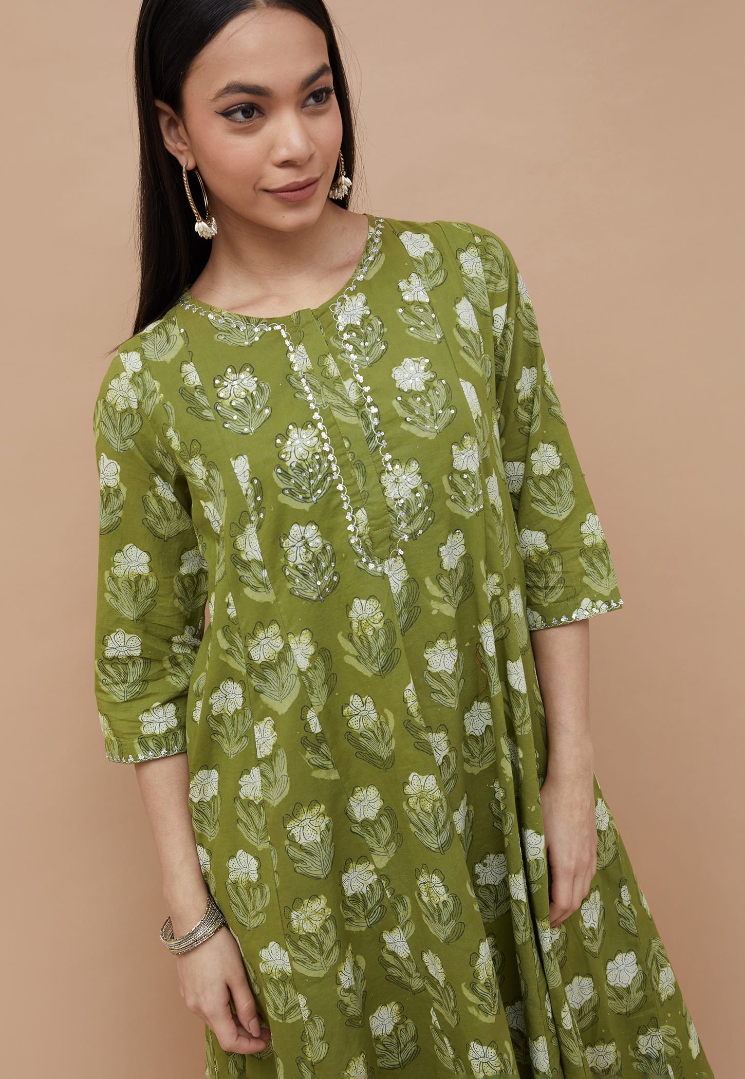 MELANGE Floral Print Anarkali Kurta-image-22