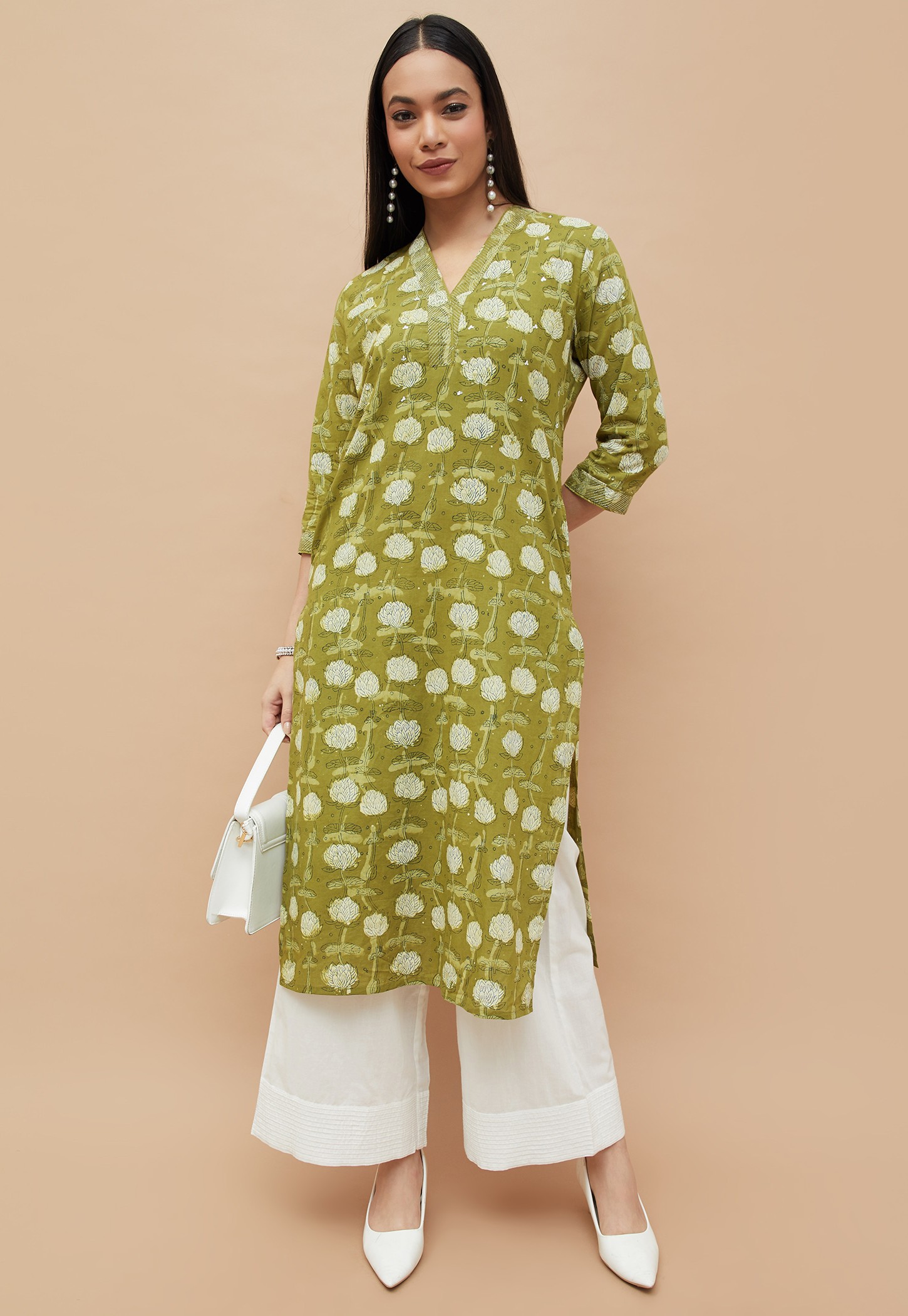 MELANGE Floral Print Straight Kurta-picture-19