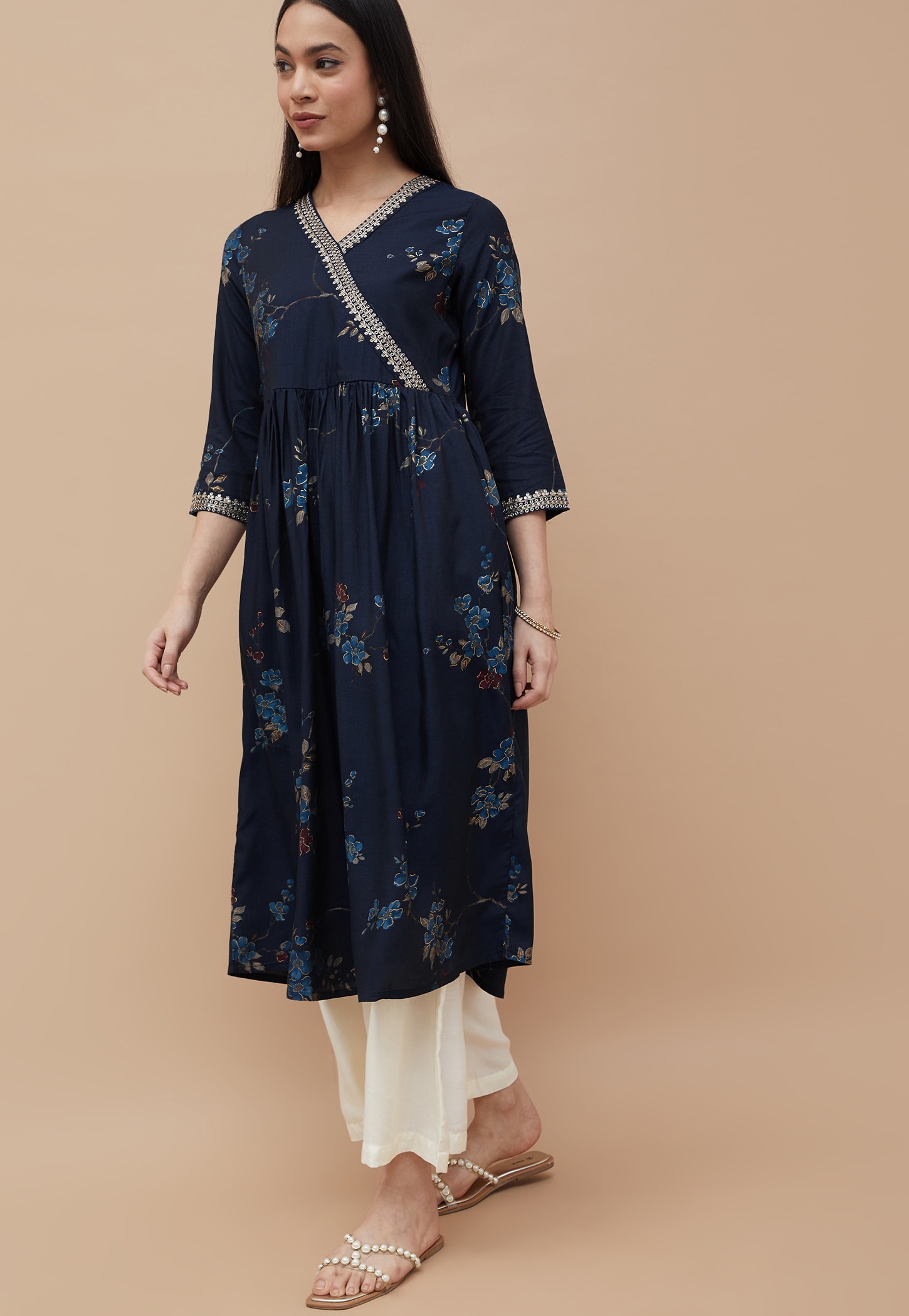 MELANGE Floral Print Anarkali Kurta-image-29
